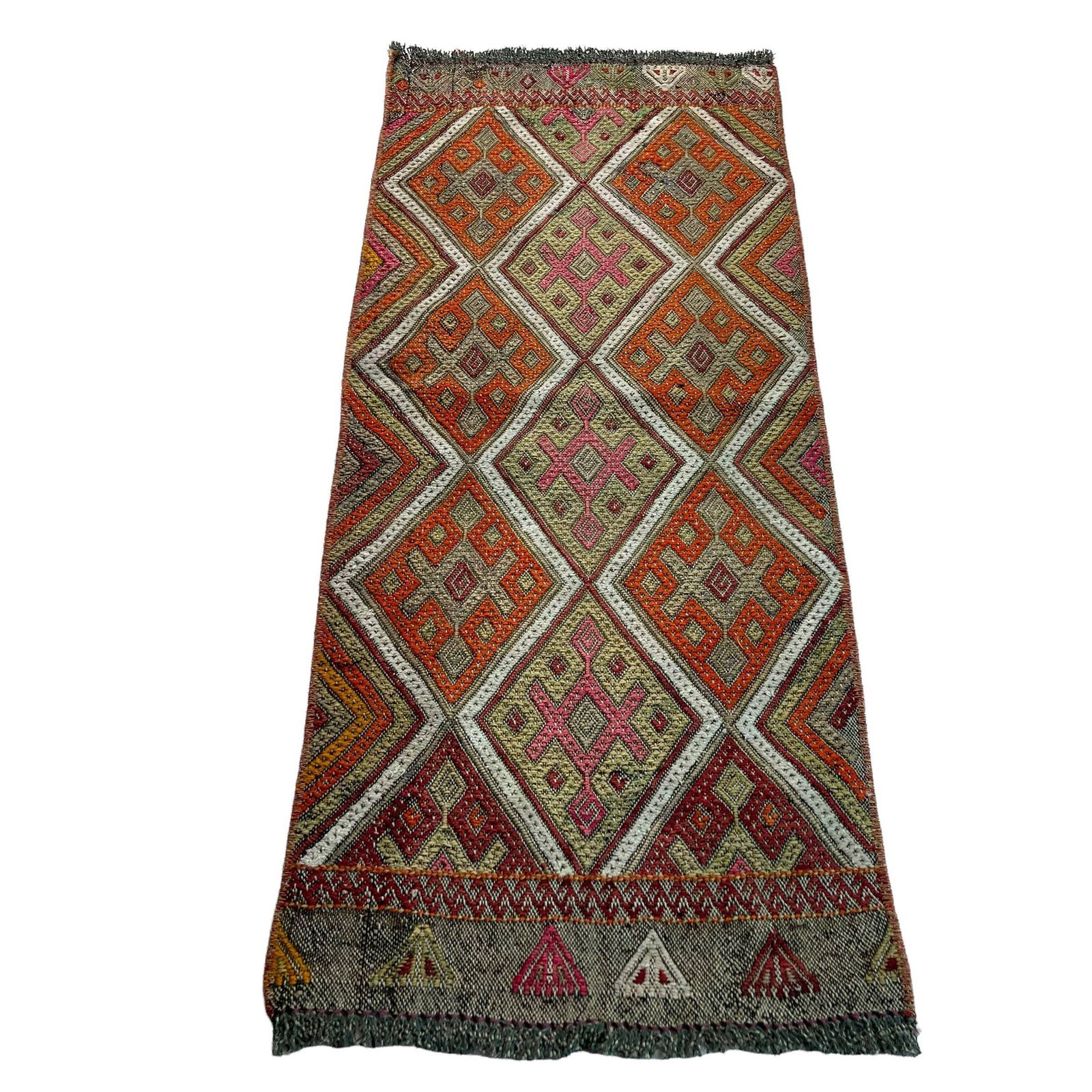 Traditioneel Turks Mini Kilimkleed, Vintage Anatolisch Turks Kilimkleed, 94 X 40 Cm photo 186.0