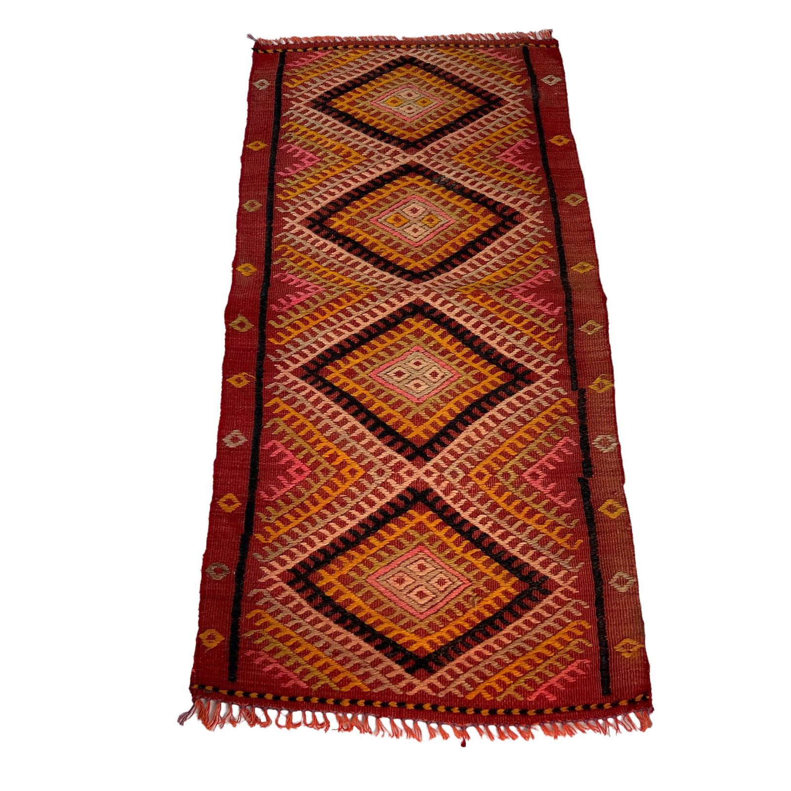 photo for sale Traditional Turkish Mini Kilim Rug , Vintage Anatolian Turkish Kilim Rug , 95 X 46 Cm
