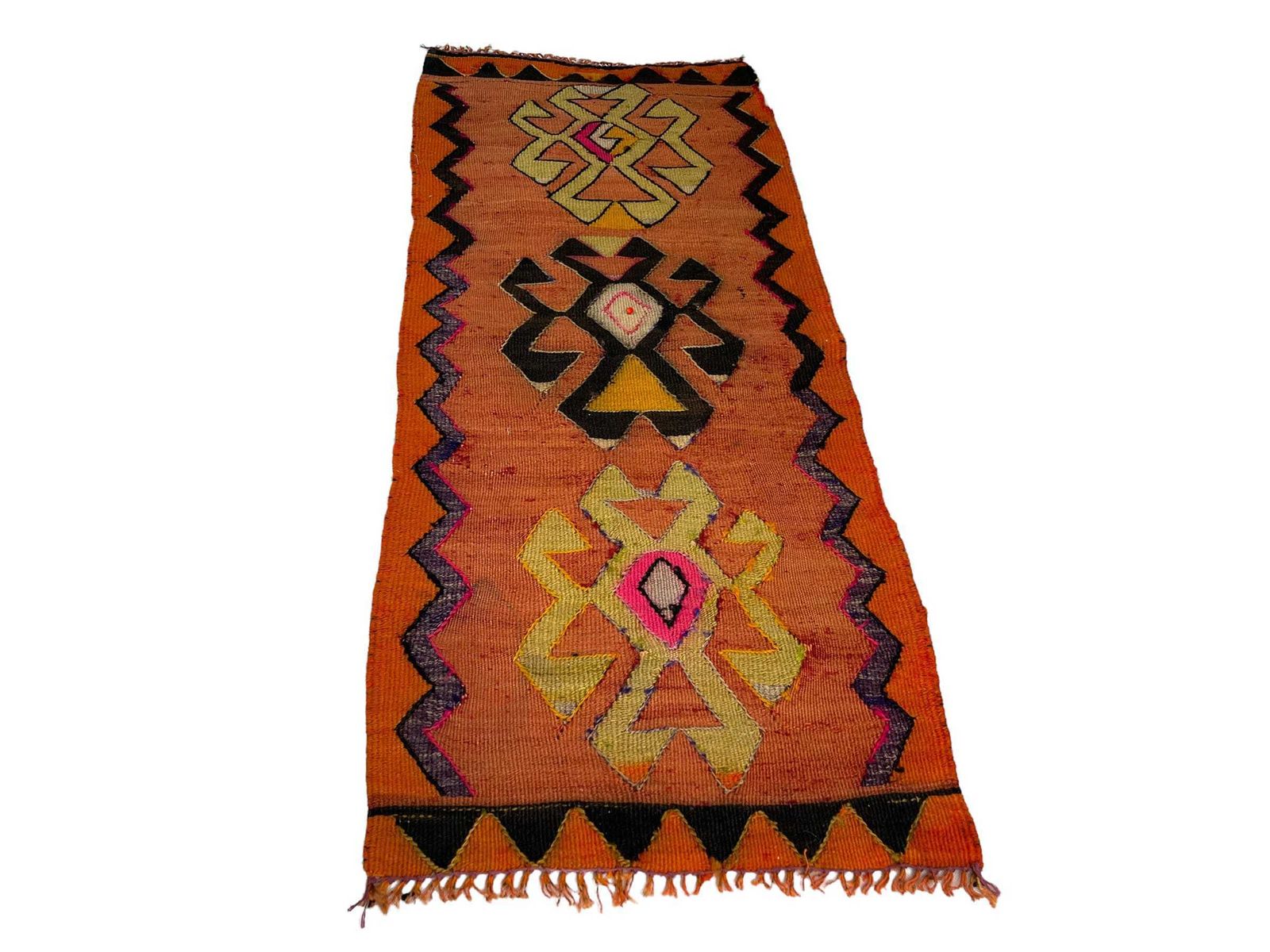 Traditioneel Turks Mini Kilimkleed, Vintage Anatolisch Turks Kilimkleed, 102 X 43 Cm photo Textiel