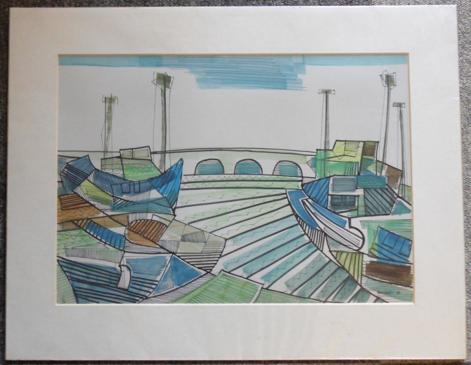 Untitled (Ships) Ink Drawing With Watercolour By Beverley Peter Meyers photo furniture