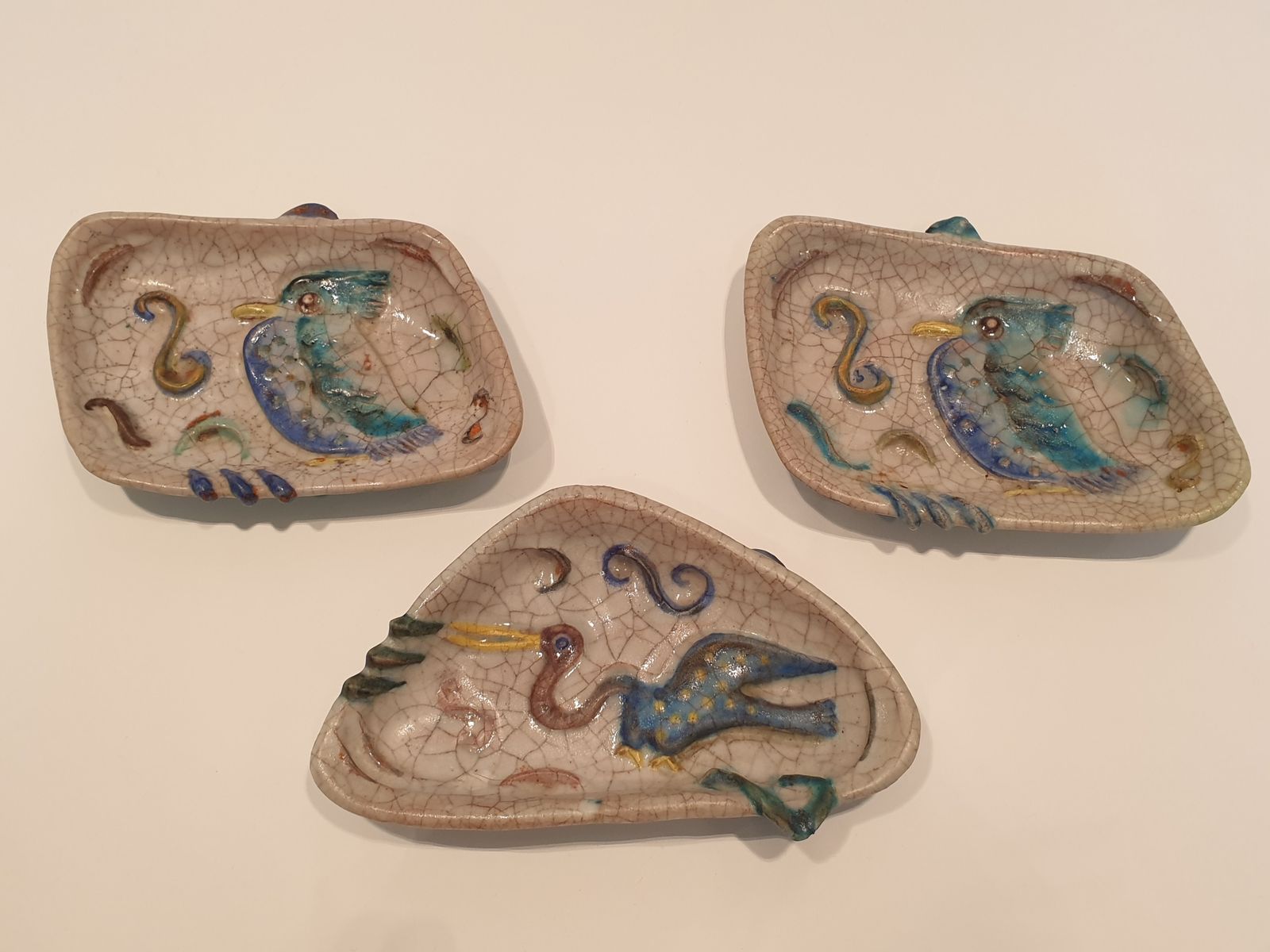 Mid Century Modern Crackle Glaze Dish By  Marcello Fantoni photo for sale