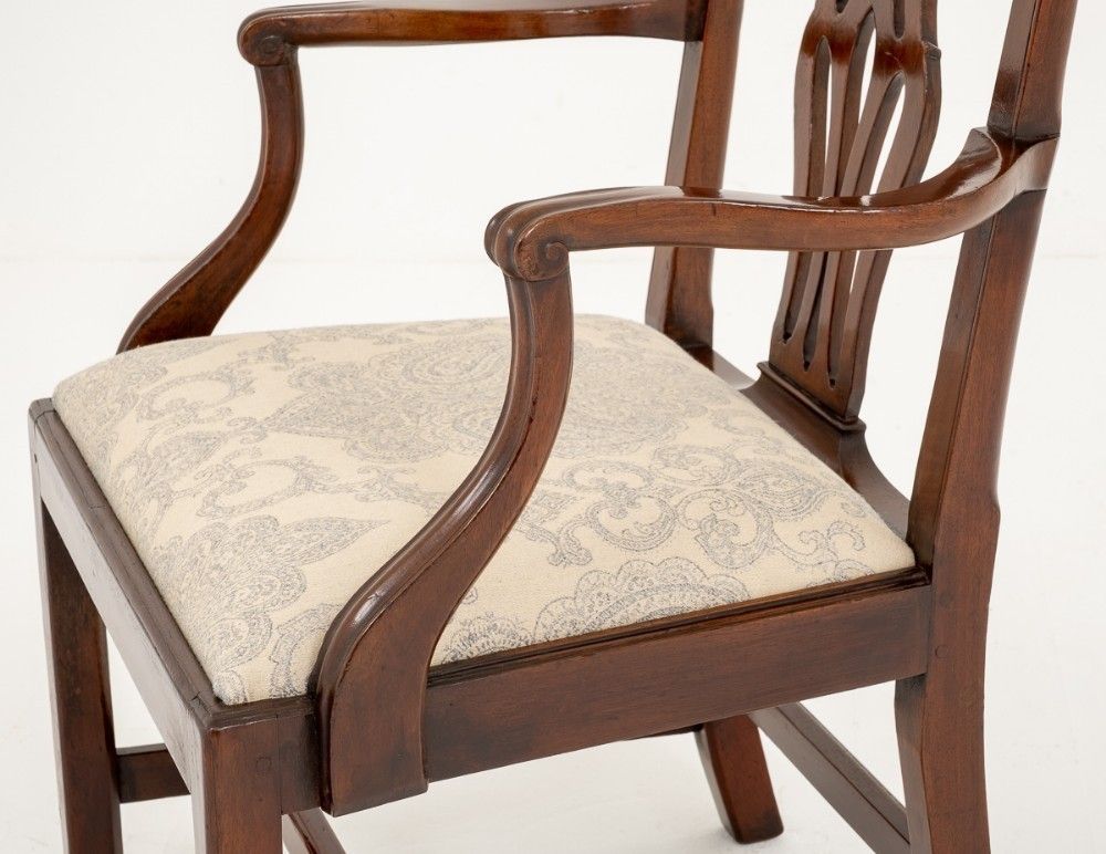 Georgian Elbow Chair Mahogany Arm 1860 photo vintage