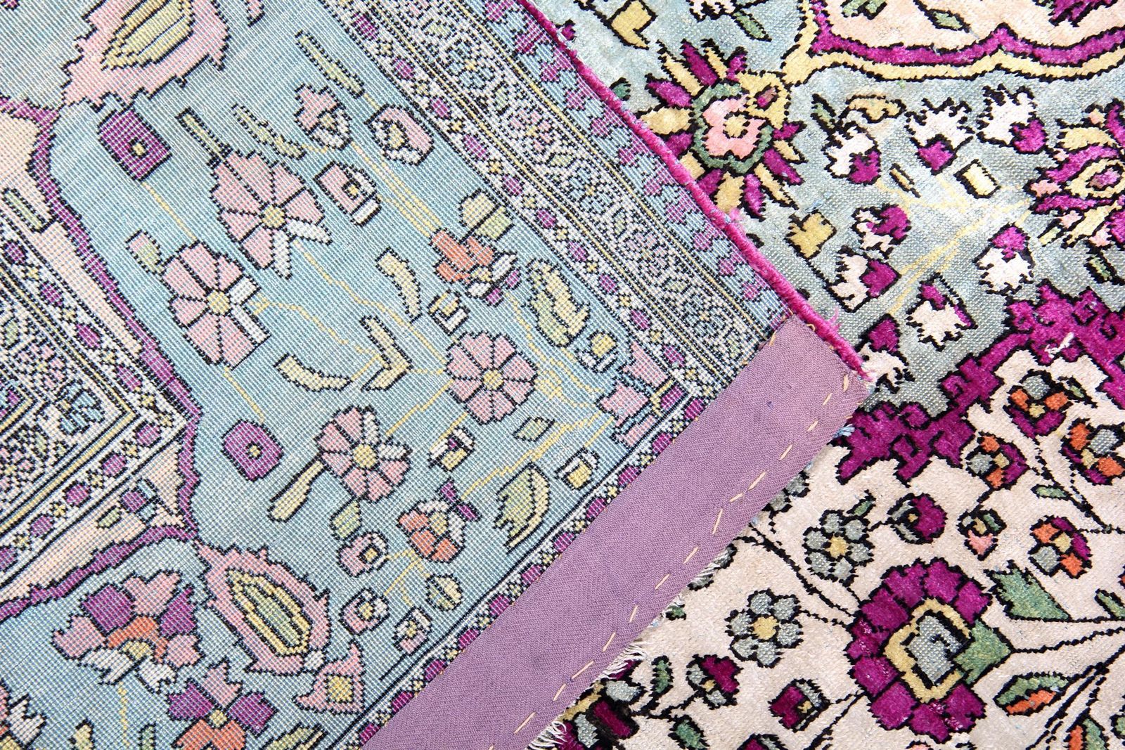 Antique Silk Rug Handwoven Mohtasham Living Room Carpet photo vintage