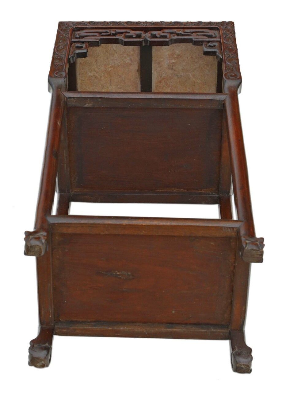 photo for sale 19th Century Chinese Hardwood And Marble Vase Lamp Side Bedside Table