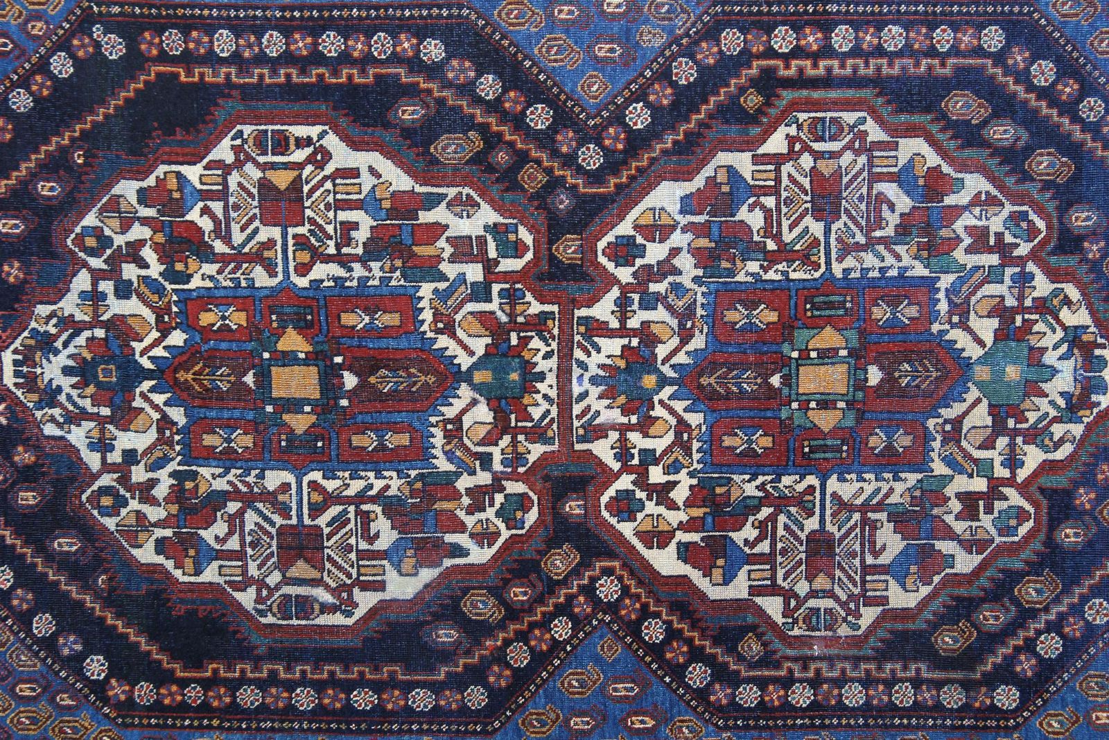 Handmade Antique Wool Rug Traditional Carpet Blue Living Room Rug photo 4560.0