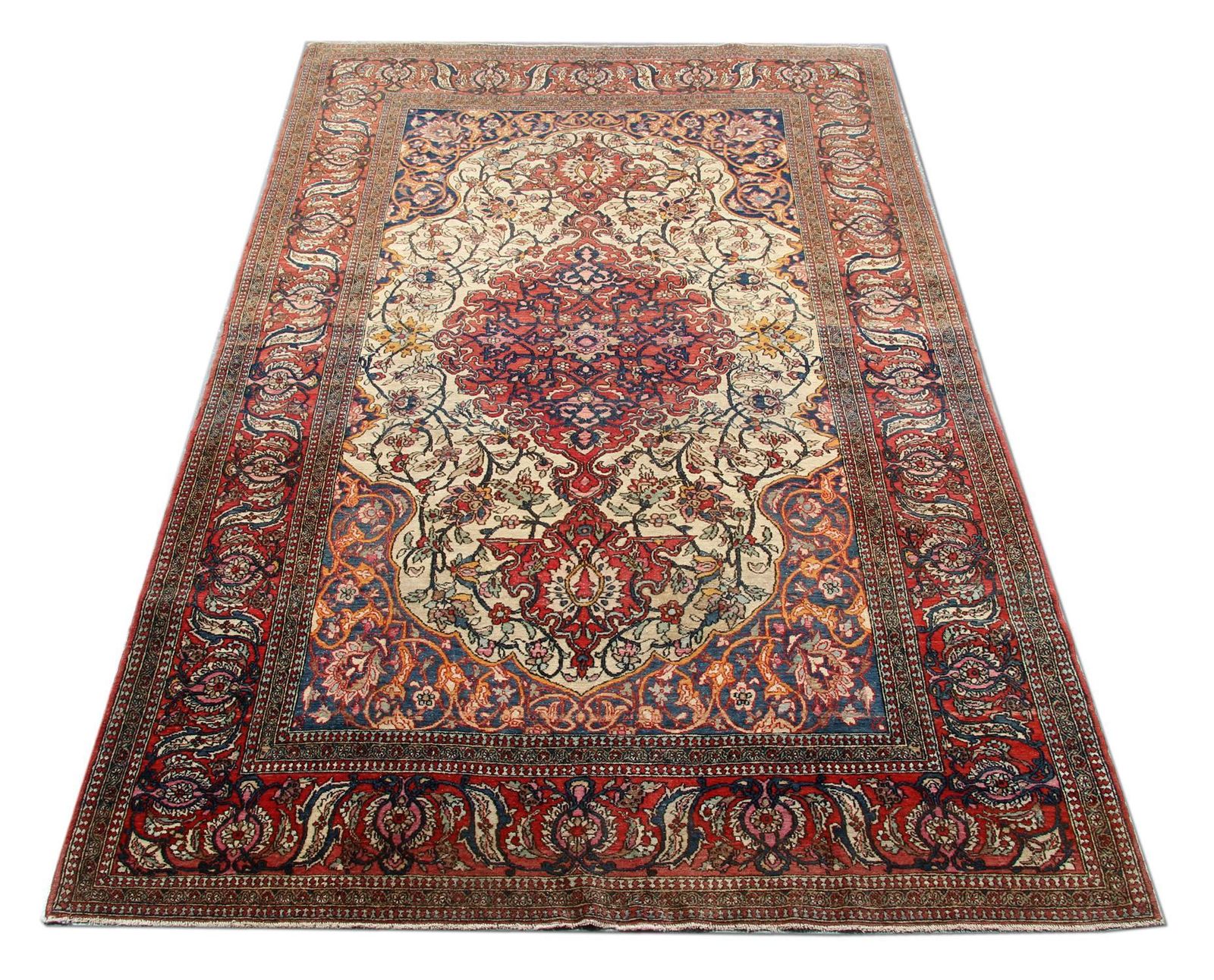 Handmade Wool Antique Rug Oriental Beige Traditional Living Room Rug photo vinterior