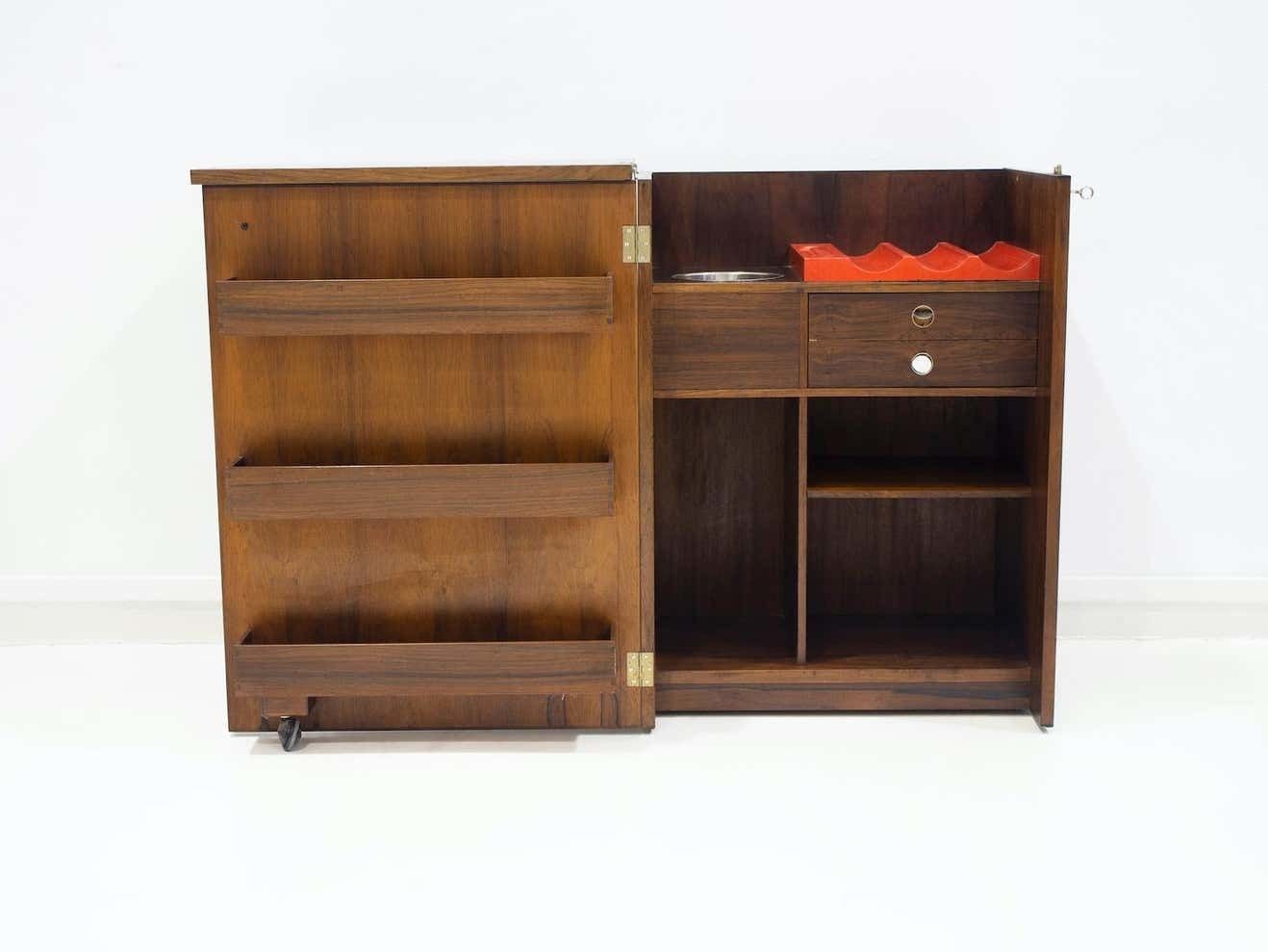 Wooden Free Standing Dry Bar With Flip Up Top photo vintage