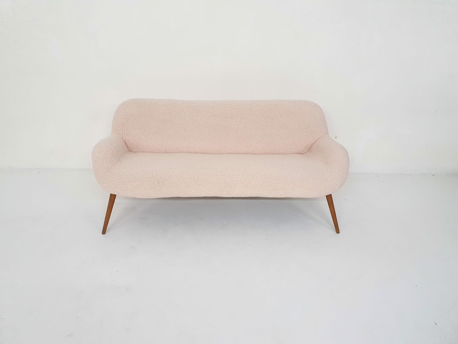 Scandinanvian Modern Cocktail Sofa In Boucle, Denmark 1960's photo furniture