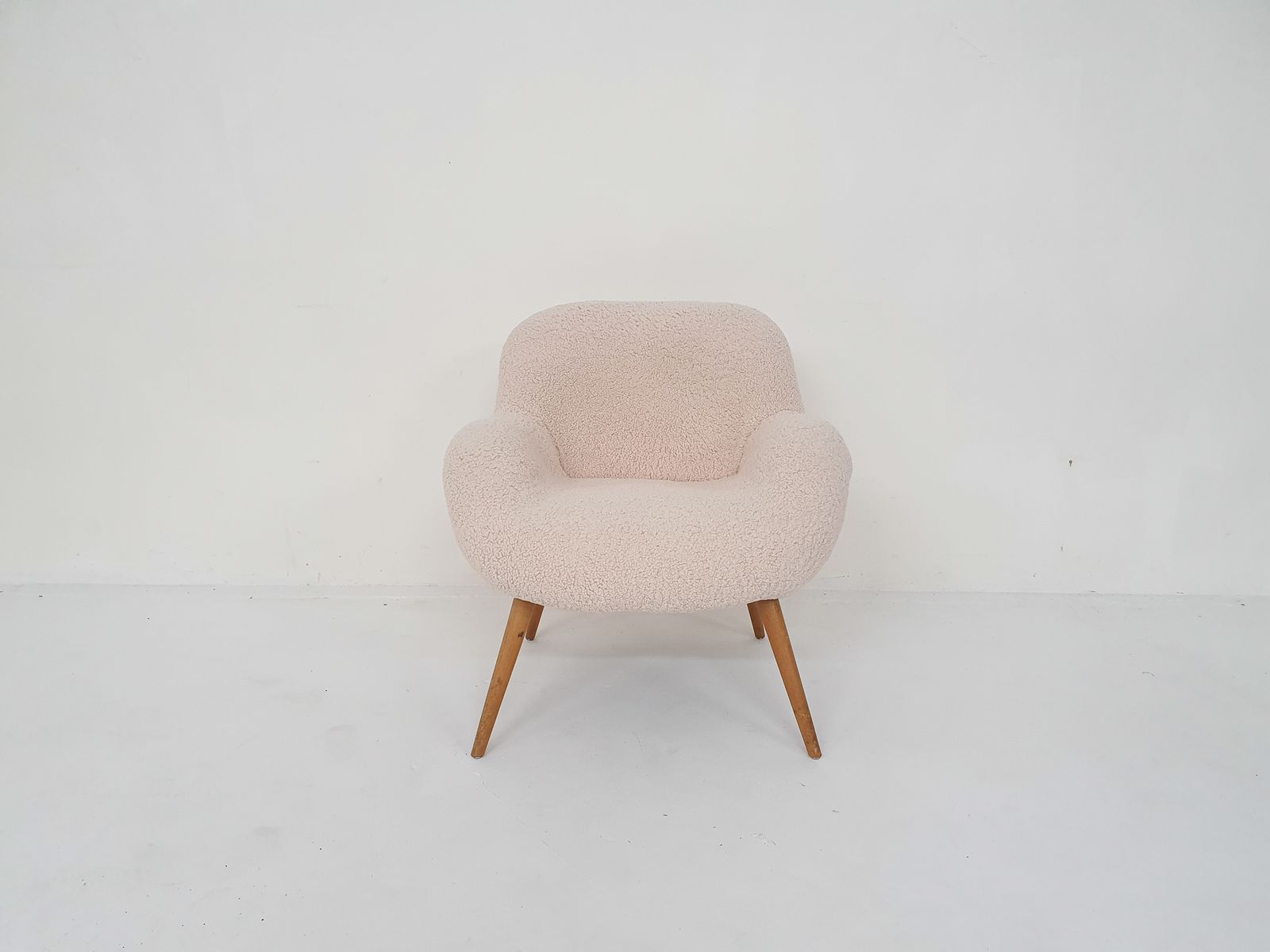 Scandinanvian Modern Lounge Chair In Boucle, Denmark 1960's photo furniture