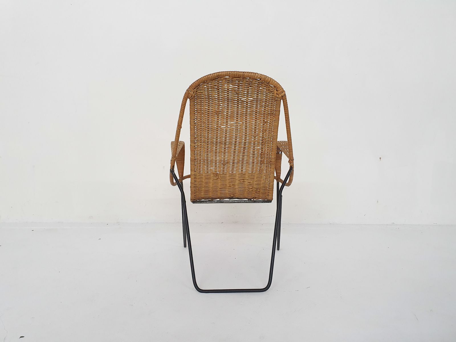 Elegant Rattan And Metal Kids Chair, 1950's photo 243.36