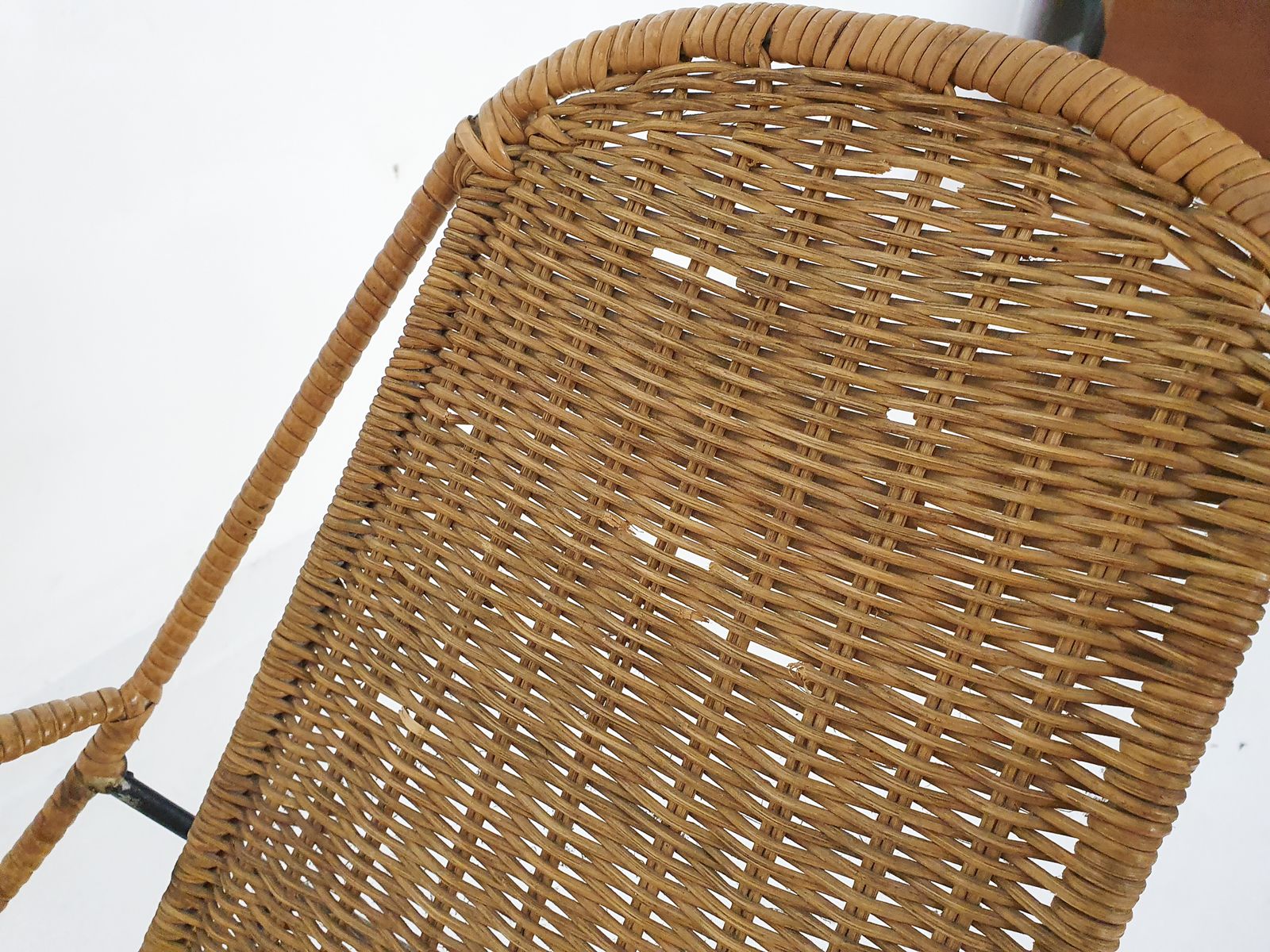 photo for sale Elegant Rattan And Metal Kids Chair, 1950's