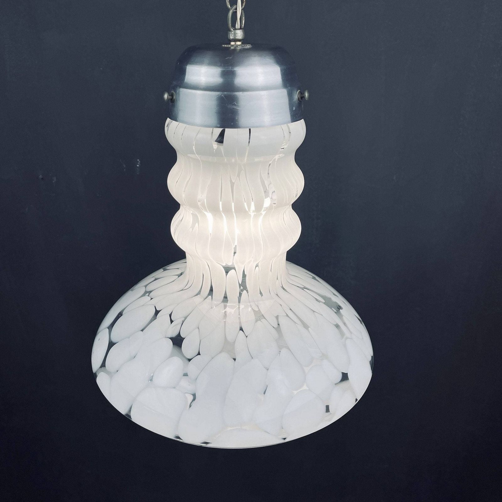 Mid Century White Murano Pendant Lamp Designed By Carlo Nason For Mazzega Italy 1960s photo for sale