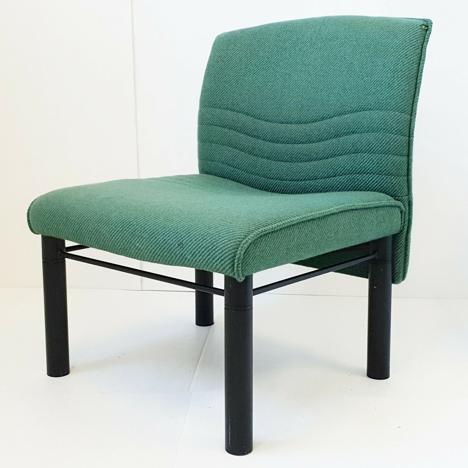 Chair Armchair Vintage 1980 In Wool & Steel 80s 1980s Model C