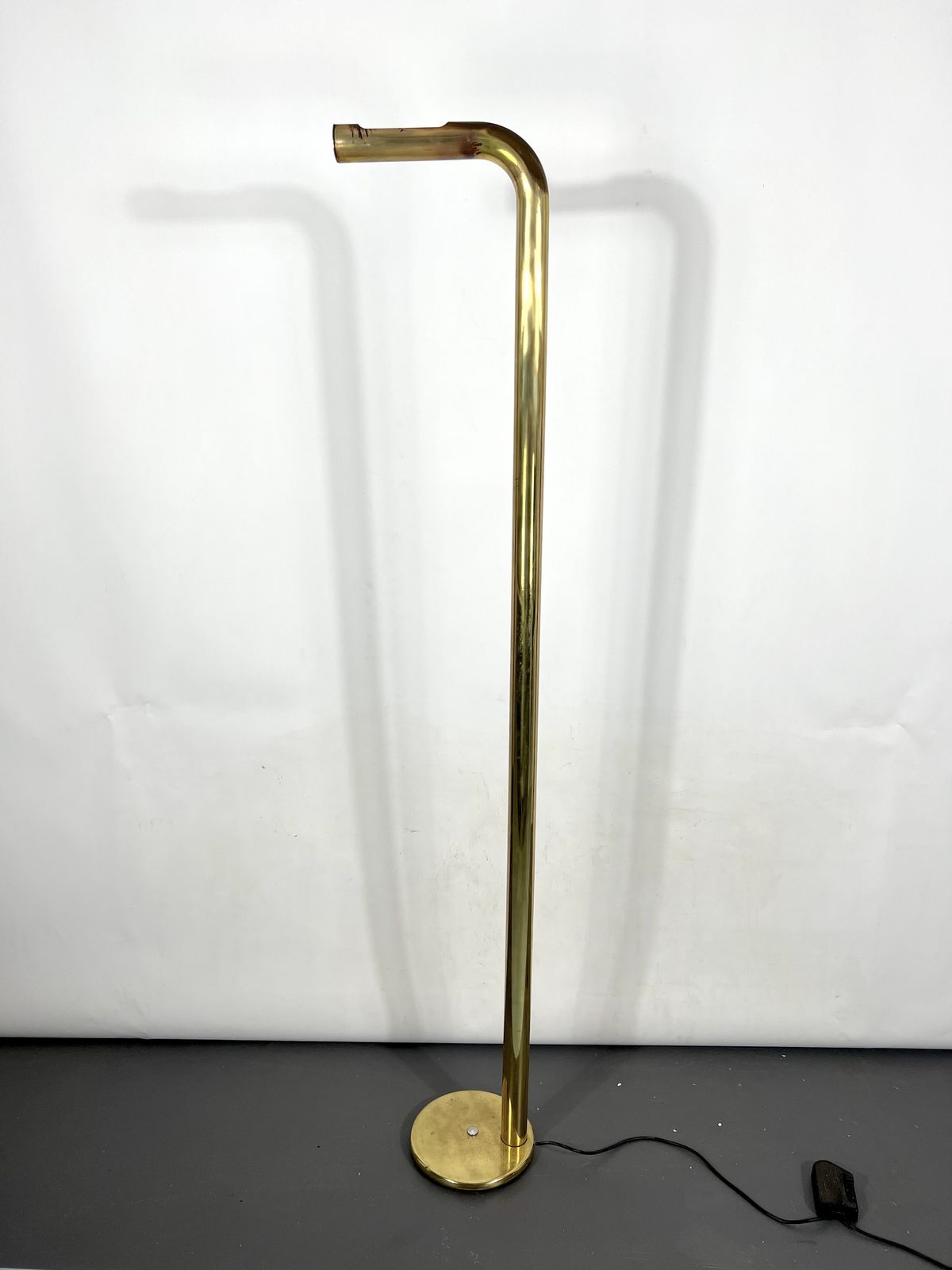 Lighting Vintage Brass Tube Floor Lamp. Italy 1970s photo