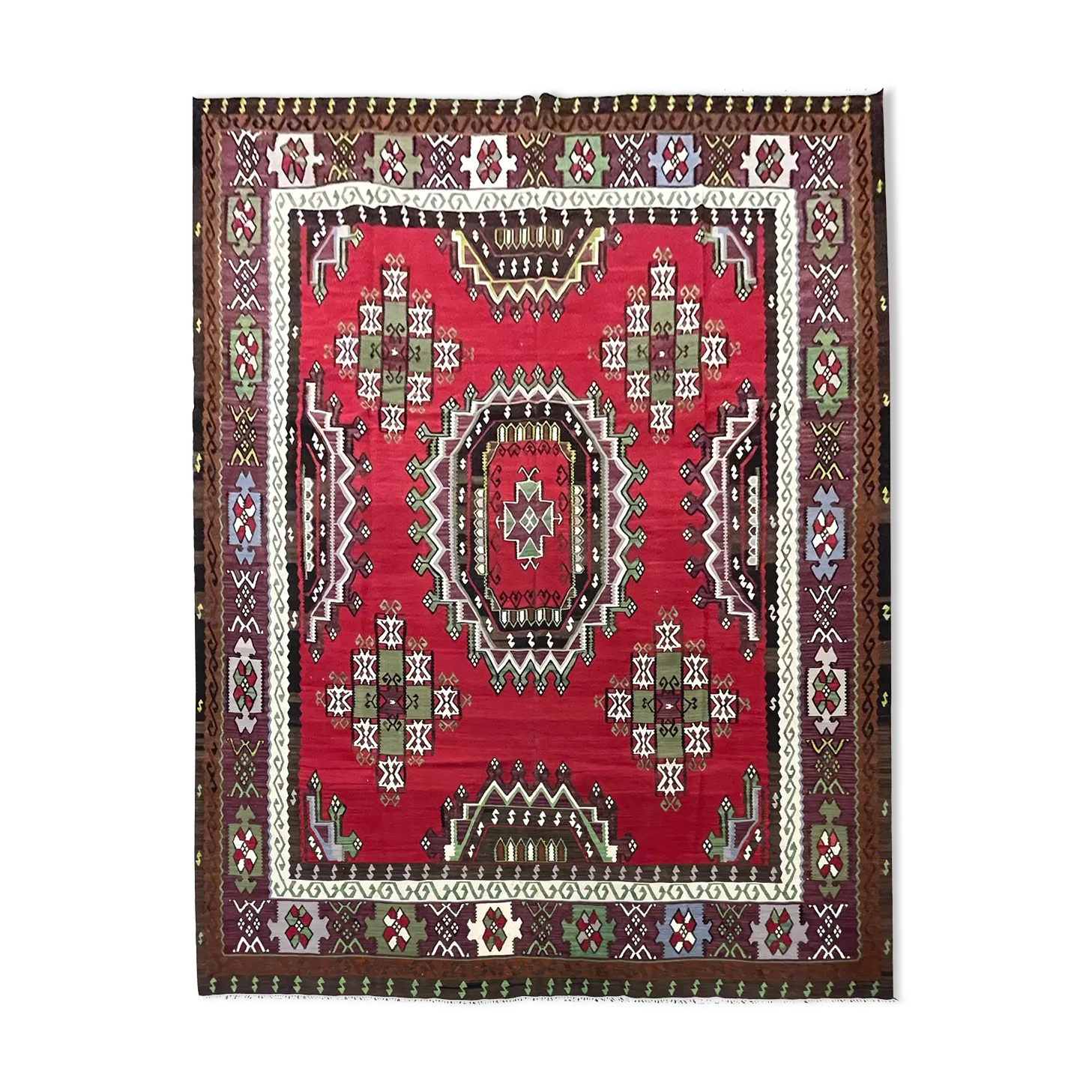 Red Antique Turkish Kilim Rug Handmade Flatwoven Oriental Area Rug