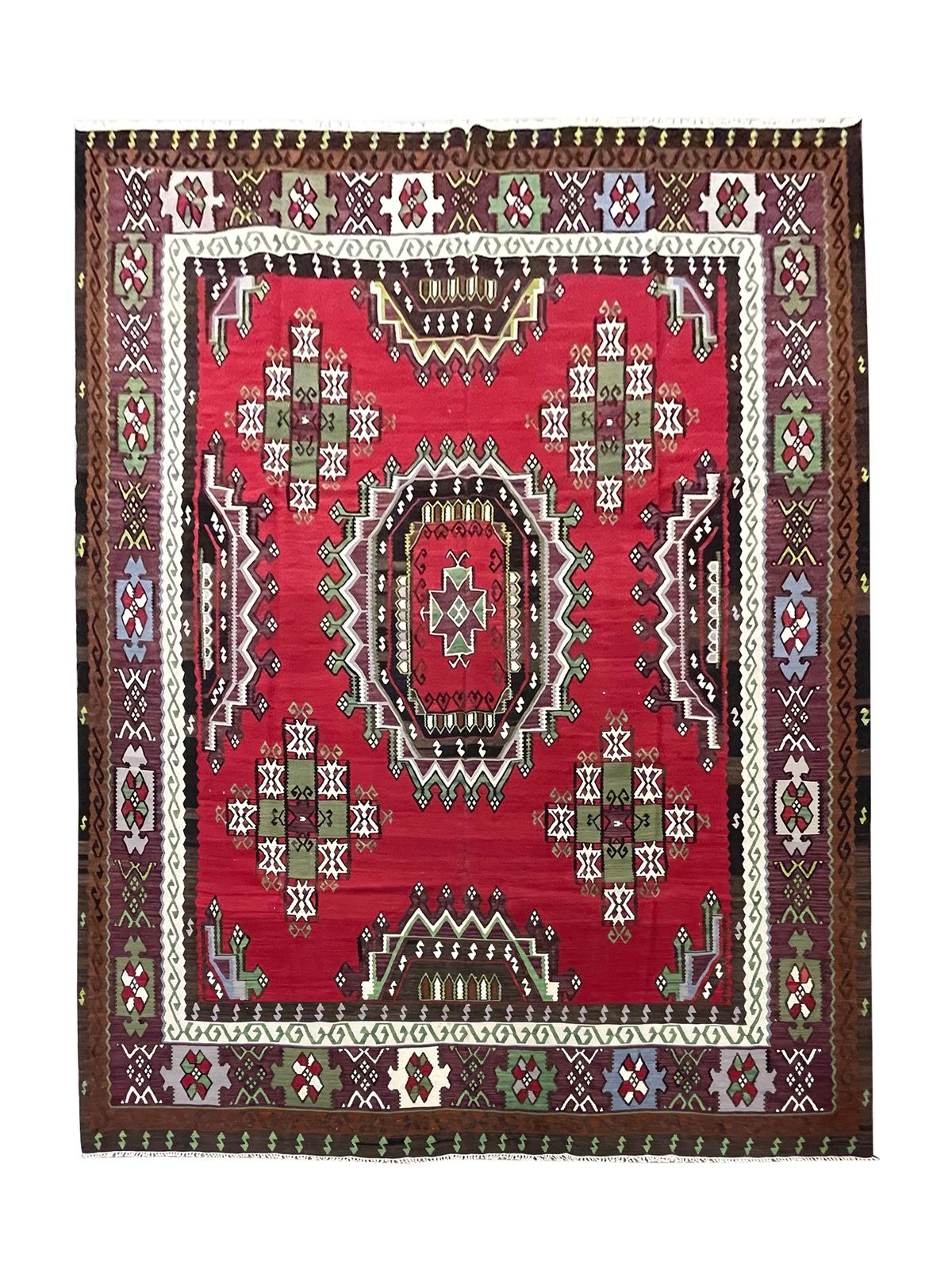 Textiles Red Antique Turkish Kilim Rug Handmade Flatwoven Oriental Area Rug photo