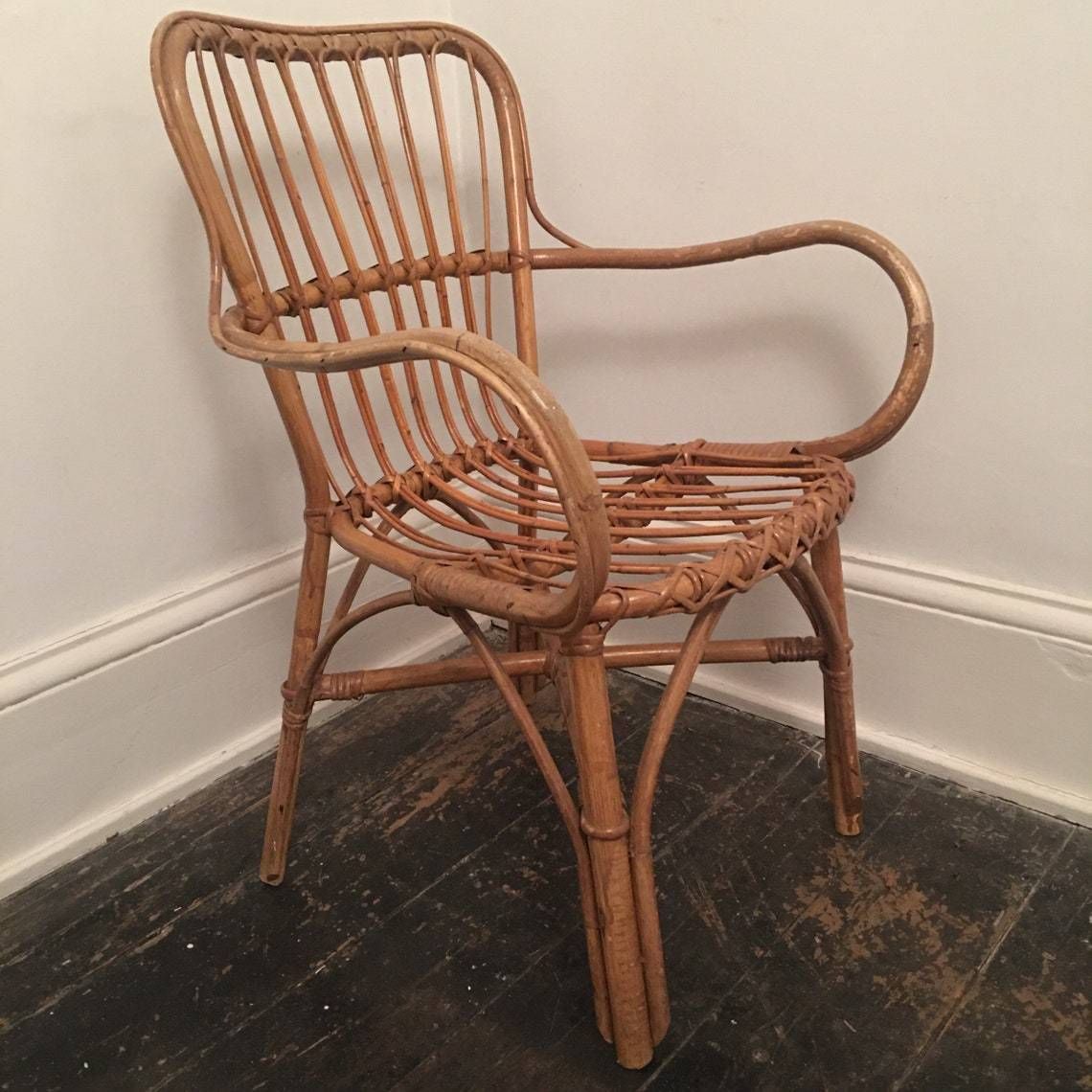 Vintage 1950’s Bamboo Chair Armchair photo furniture