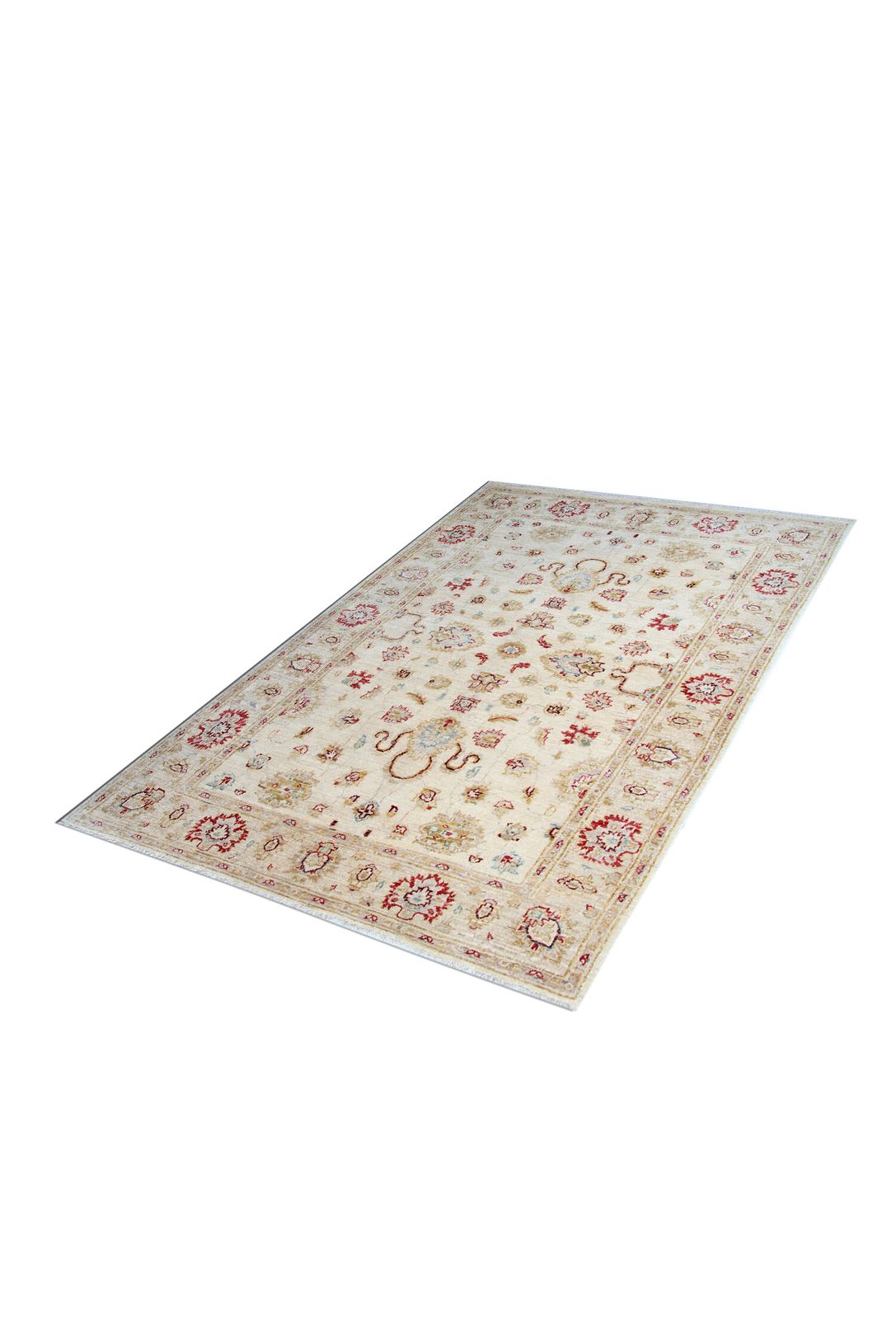 Handmade Cream Wool Ziegler Carpet Traditional Floral Area Rug photo for sale