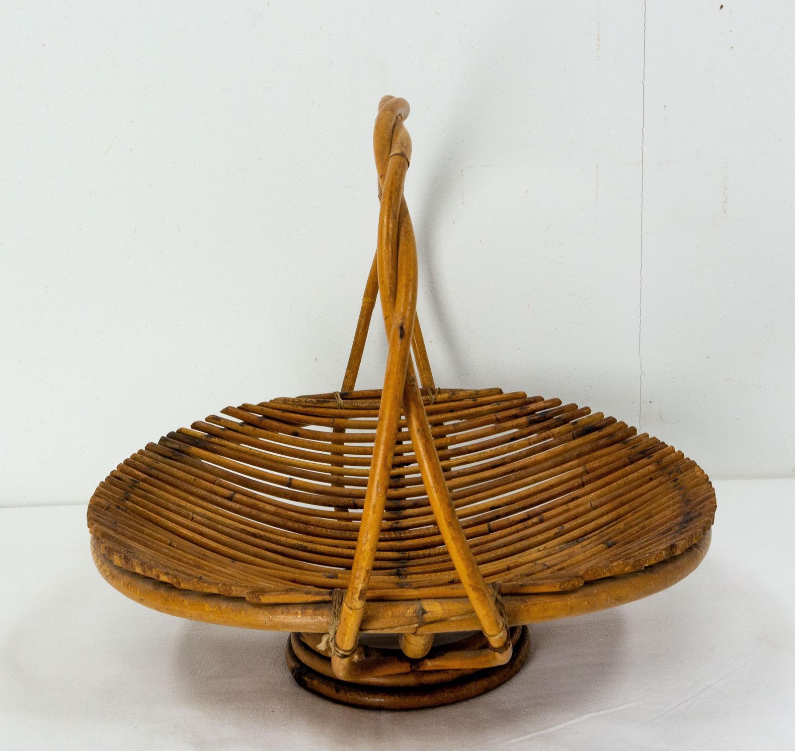 Mid Century Wicker Basket Centerpiece Fruit Cup, France photo Home Decor