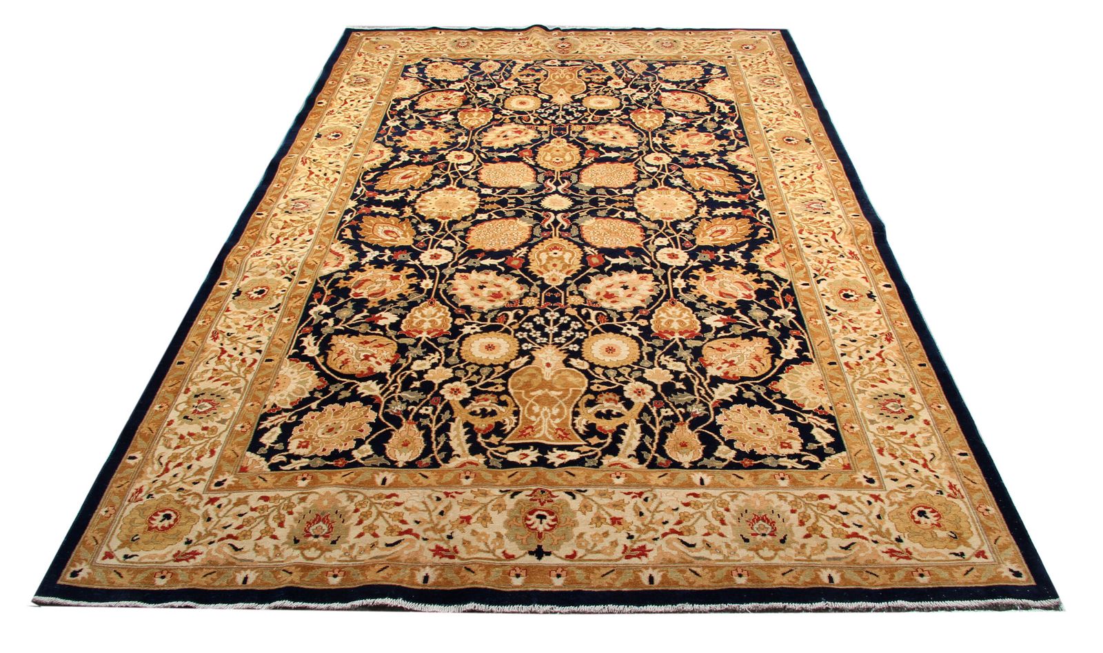 Large Ziegler Carpet Handwoven Deep Blue Wool Area Rug photo vinterior