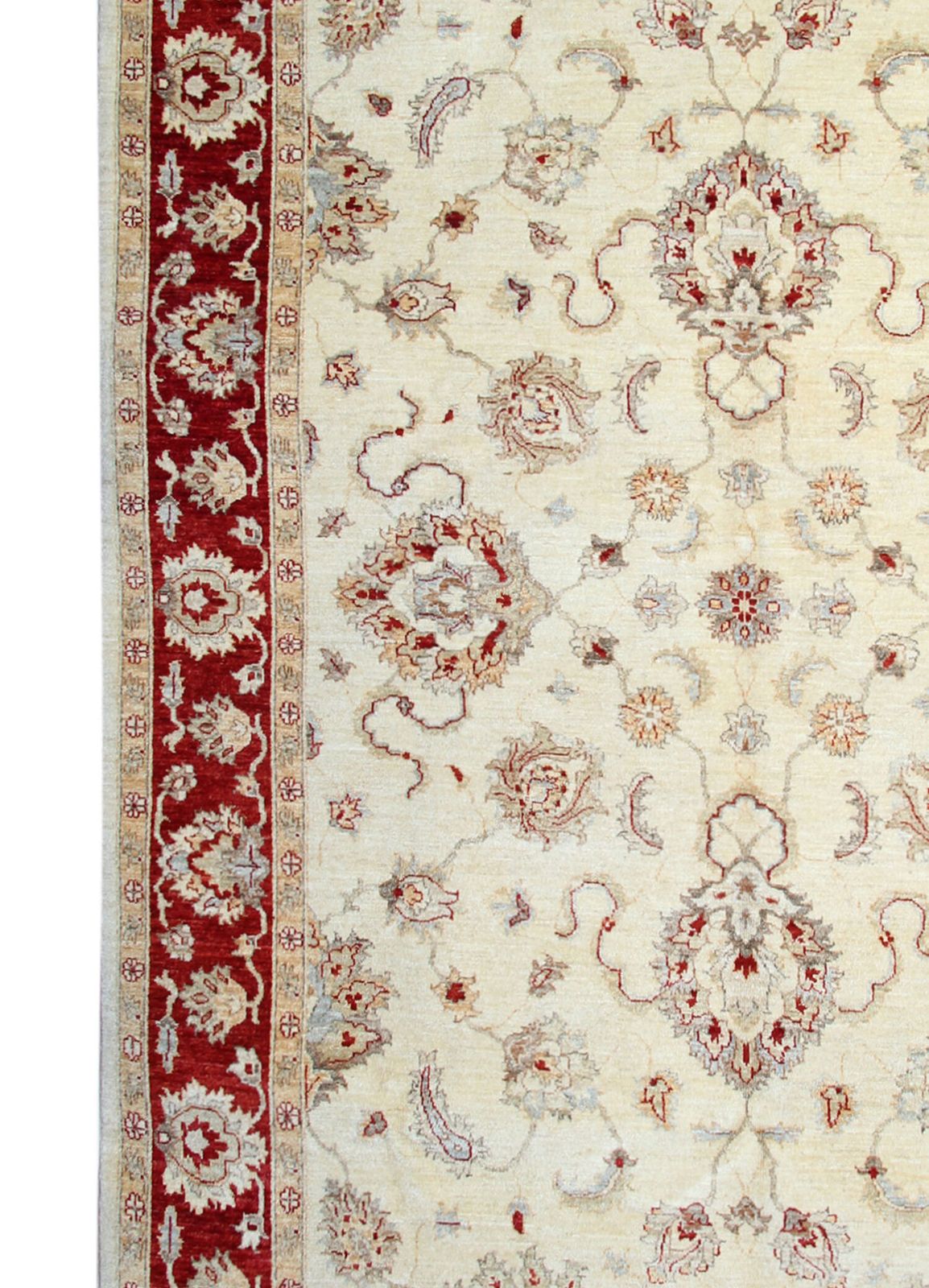 Red Cream Wool Ziegler Rug Handwoven Floral Carpet photo 3654.0