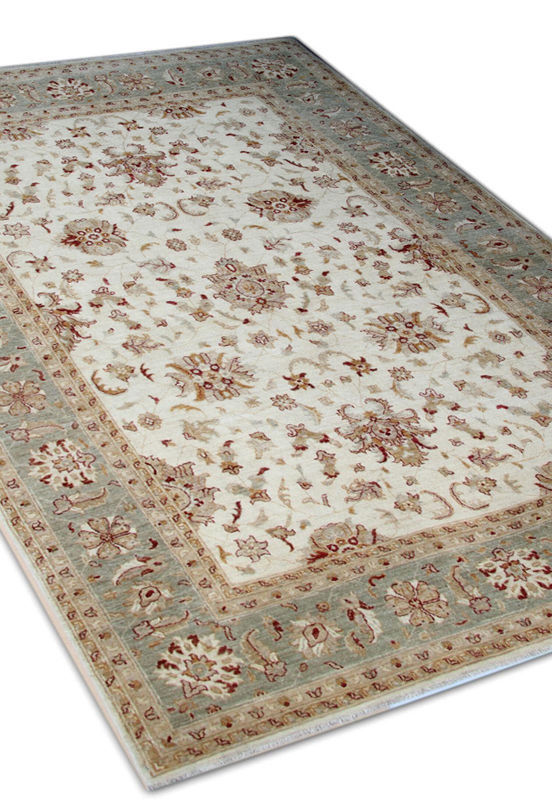 Large Ivory Zielger Rug Handwoven Oriental Floral Carpet photo furniture