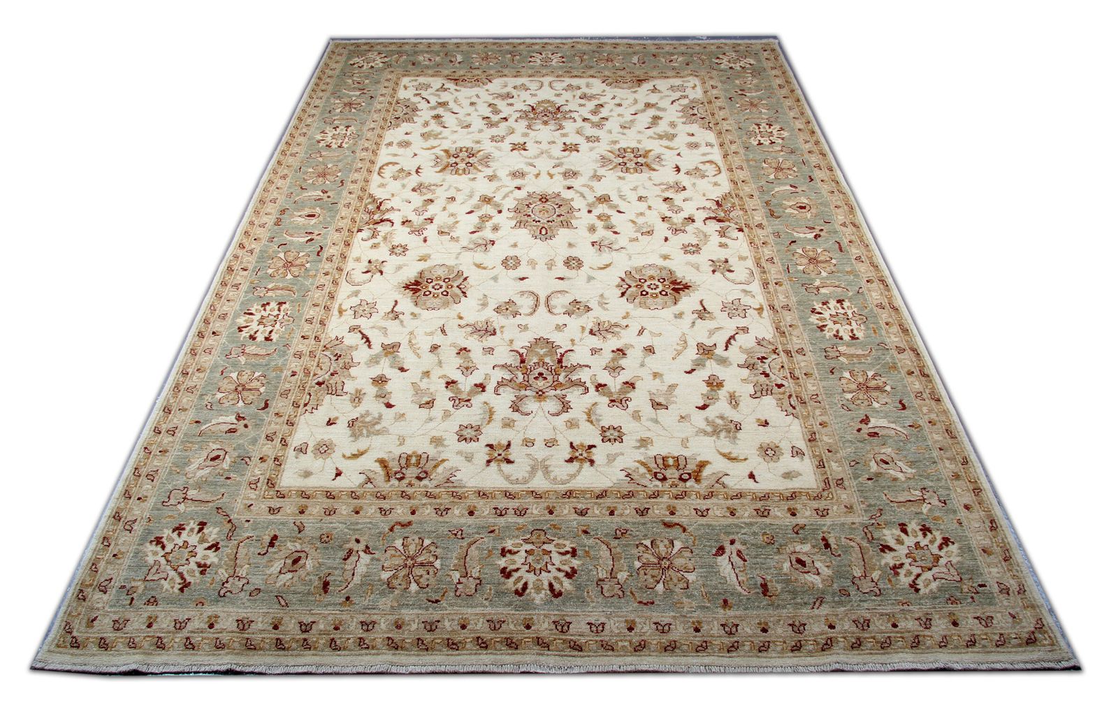 Large Ivory Zielger Rug Handwoven Oriental Floral Carpet photo vinterior