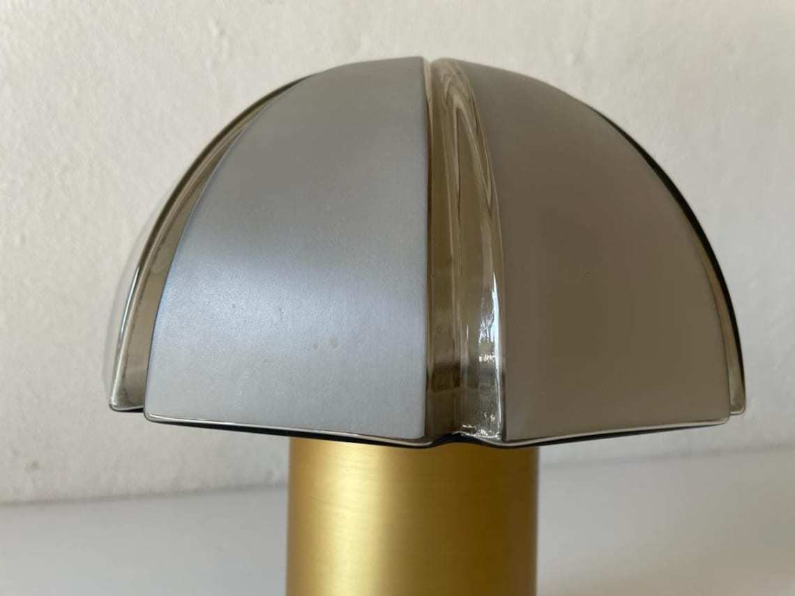 Mushroom Design 3 Dimensional Grey Glass Rare Pair Of Table Lamps By Peill Und Putzler 1960s Germany photo Lighting