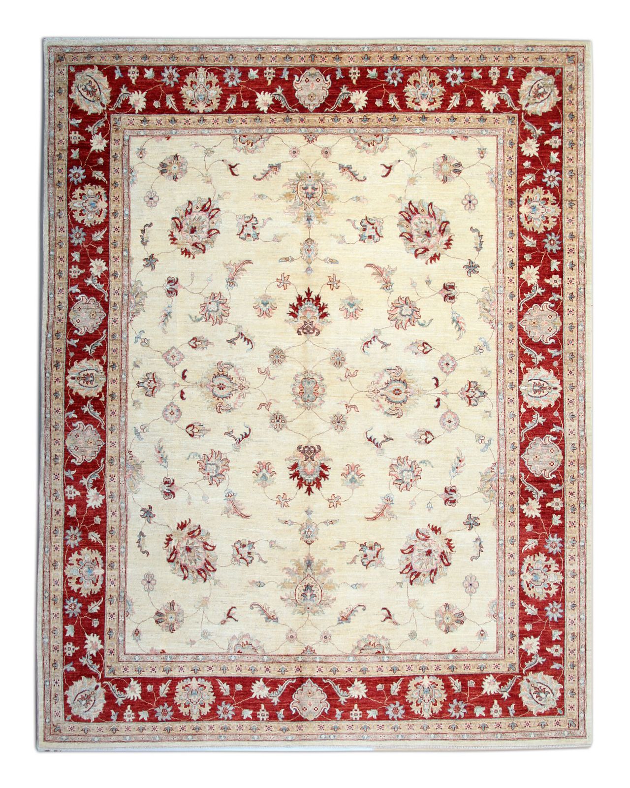 Fine Wool Afghan Ziegler Rug Handwoven Cream Floral Rug  255x320cm photo Textiles