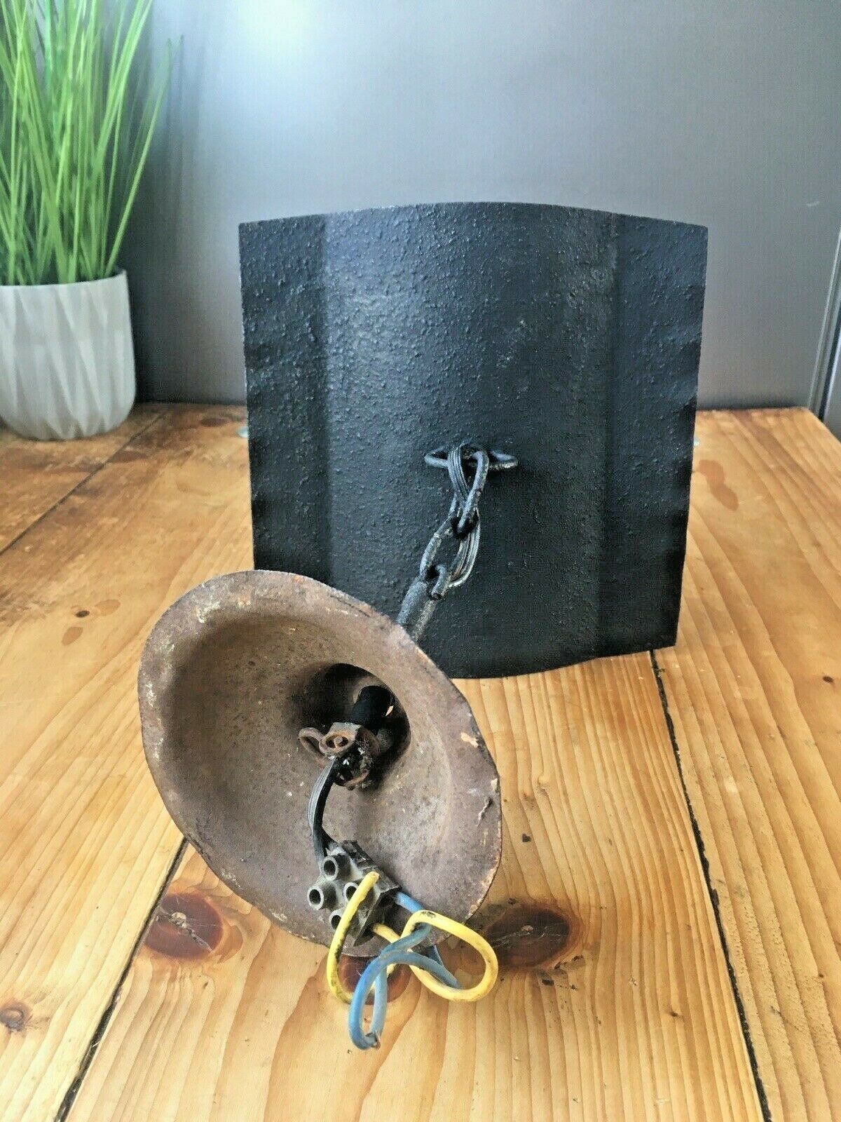 Lighting Antique French Art Nouveau Iron & Glass Hanging Porch Lantern Lamp Light Gothic photo