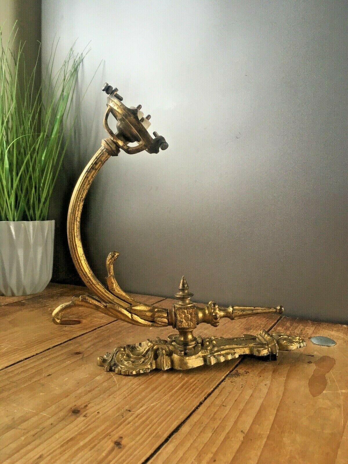 Antique French Gilt Metal Ornate Swing Arm Wall Light Sconce Regency Baroque photo for sale