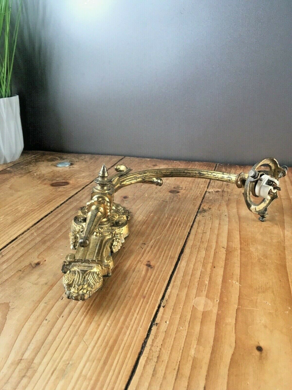 photo furniture Antique French Gilt Metal Ornate Swing Arm Wall Light Sconce Regency Baroque