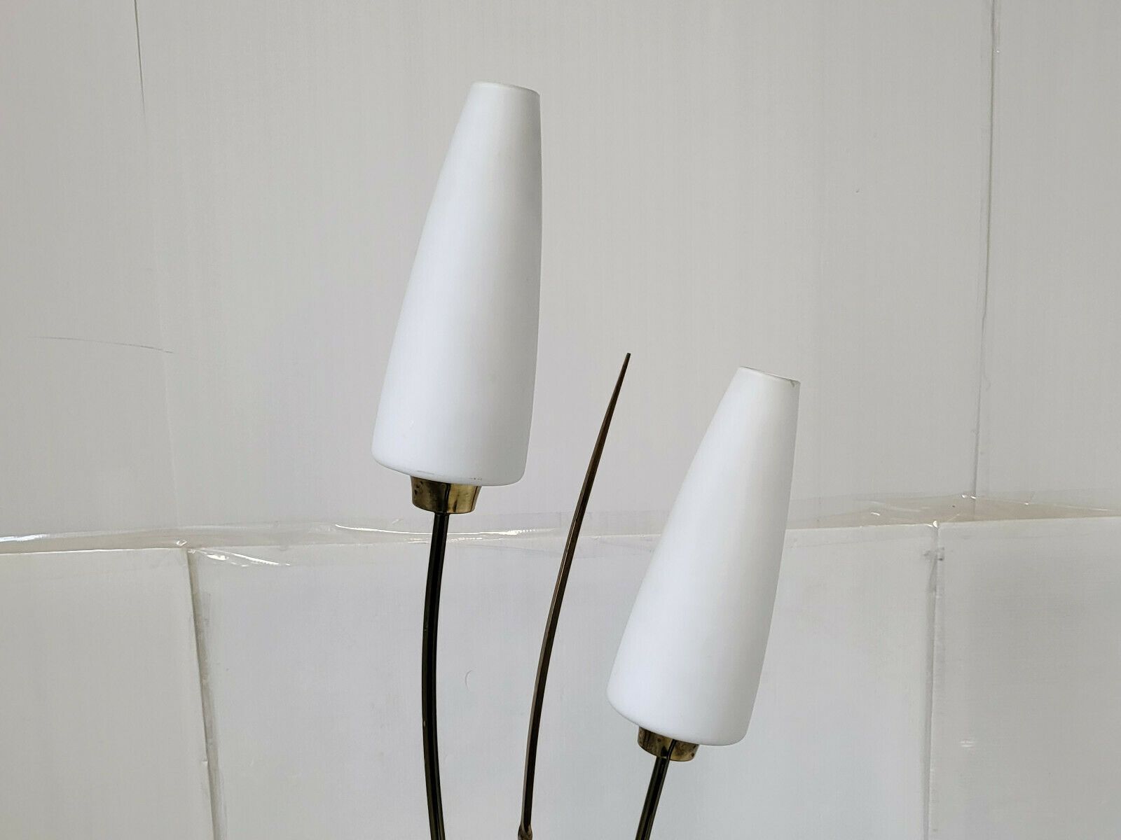 Vintage Floor Lamp 1950 Maison Arlus Brass Gold Plexiglass & Glass 50s 1950s photo Lighting