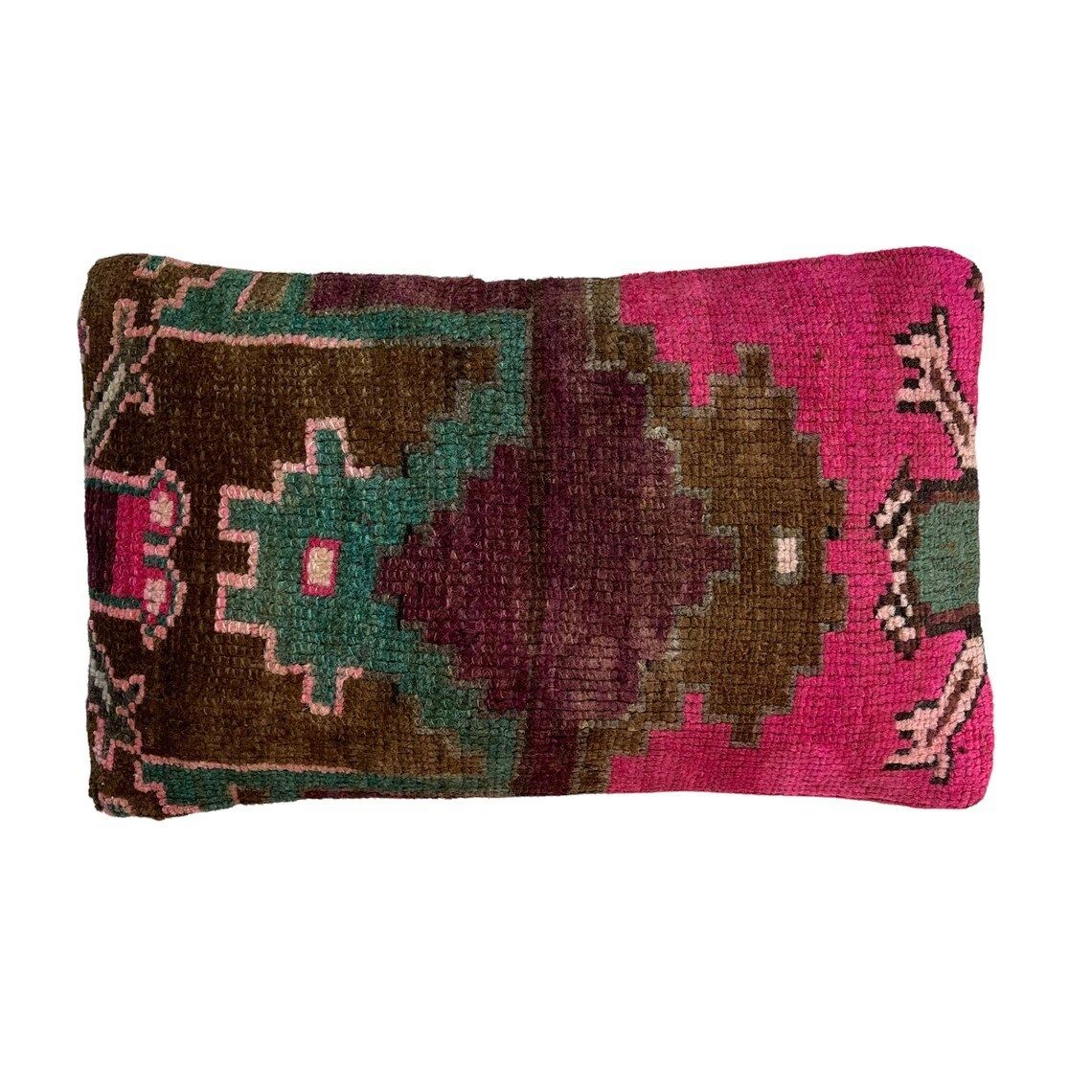 12'' X 20'' Vintage Hand Made Rug Cushion Cover, 30 X 50 Cm Decorative Rug Pillow Cover, Large Vintage Turkish Rug Cushion Cover