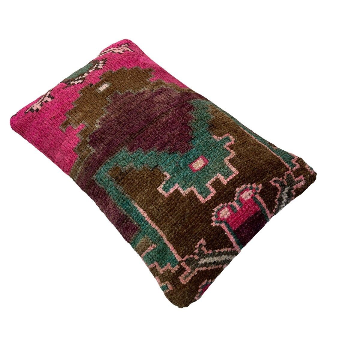 12'' X 20'' Vintage Hand Made Rug Cushion Cover, 30 X 50 Cm Decorative Rug Pillow Cover, Large Vintage Turkish Rug Cushion Cover photo furniture