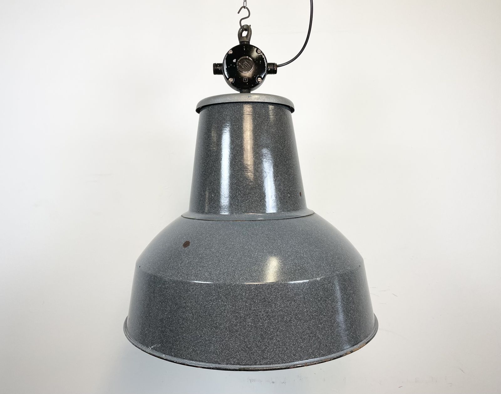 Large Grey Enamel Industrial Factory Lamp From Elektrosvit, 1960s, 29x photo Lighting