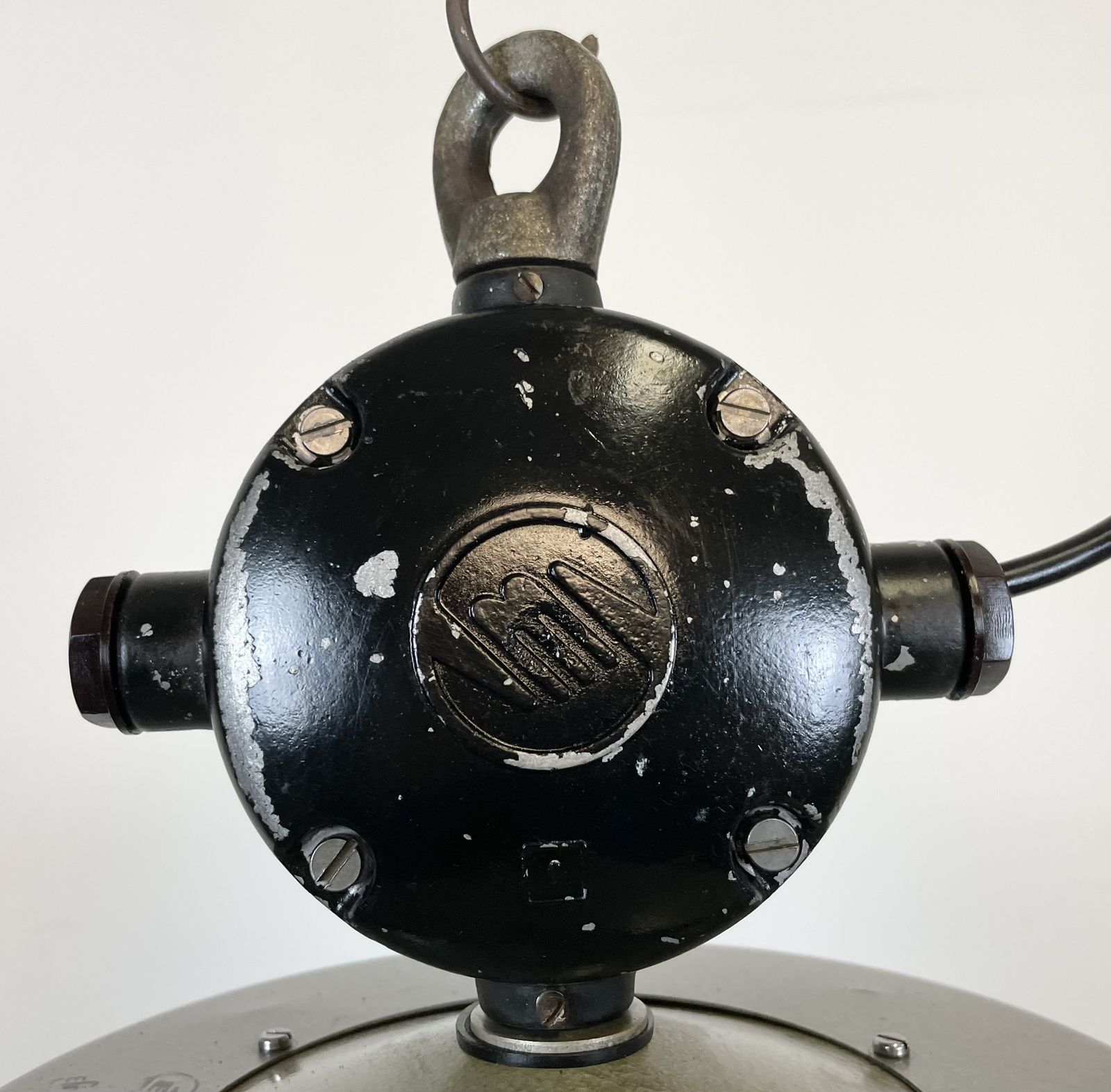 Large Grey Enamel Industrial Factory Lamp From Elektrosvit, 1960s, 29x photo vinterior
