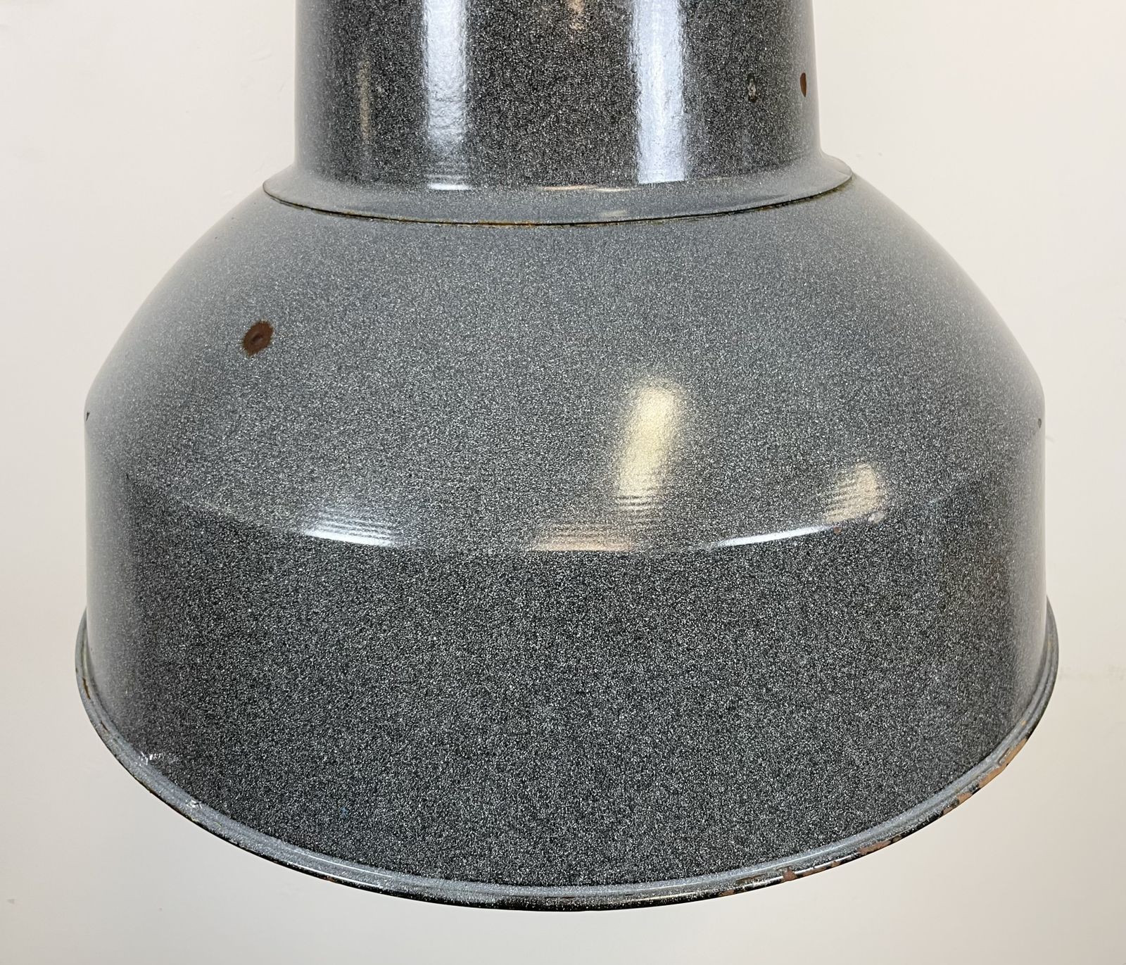 photo for sale Large Grey Enamel Industrial Factory Lamp From Elektrosvit, 1960s, 29x
