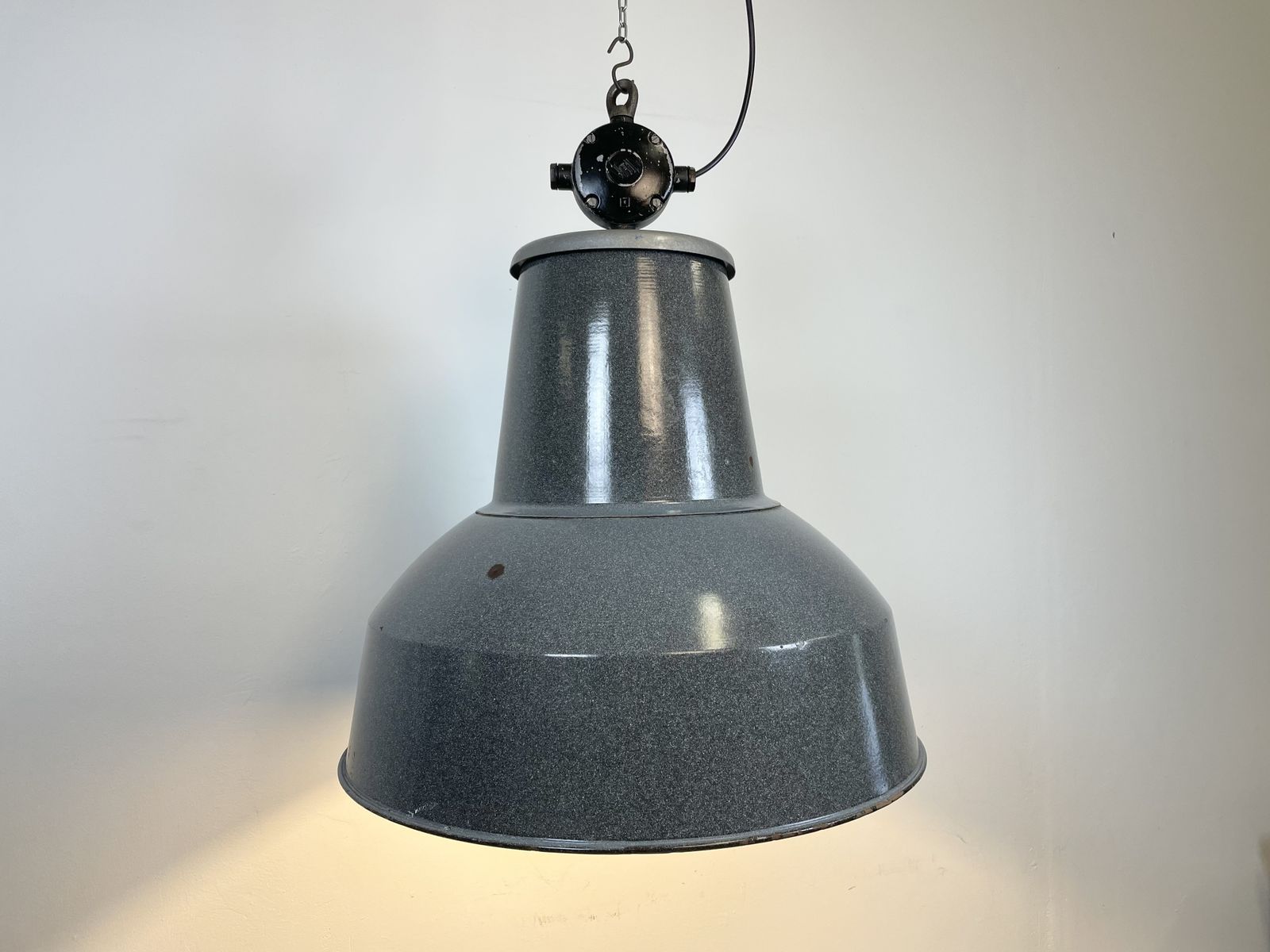 229.0 Large Grey Enamel Industrial Factory Lamp From Elektrosvit, 1960s, 29x photo