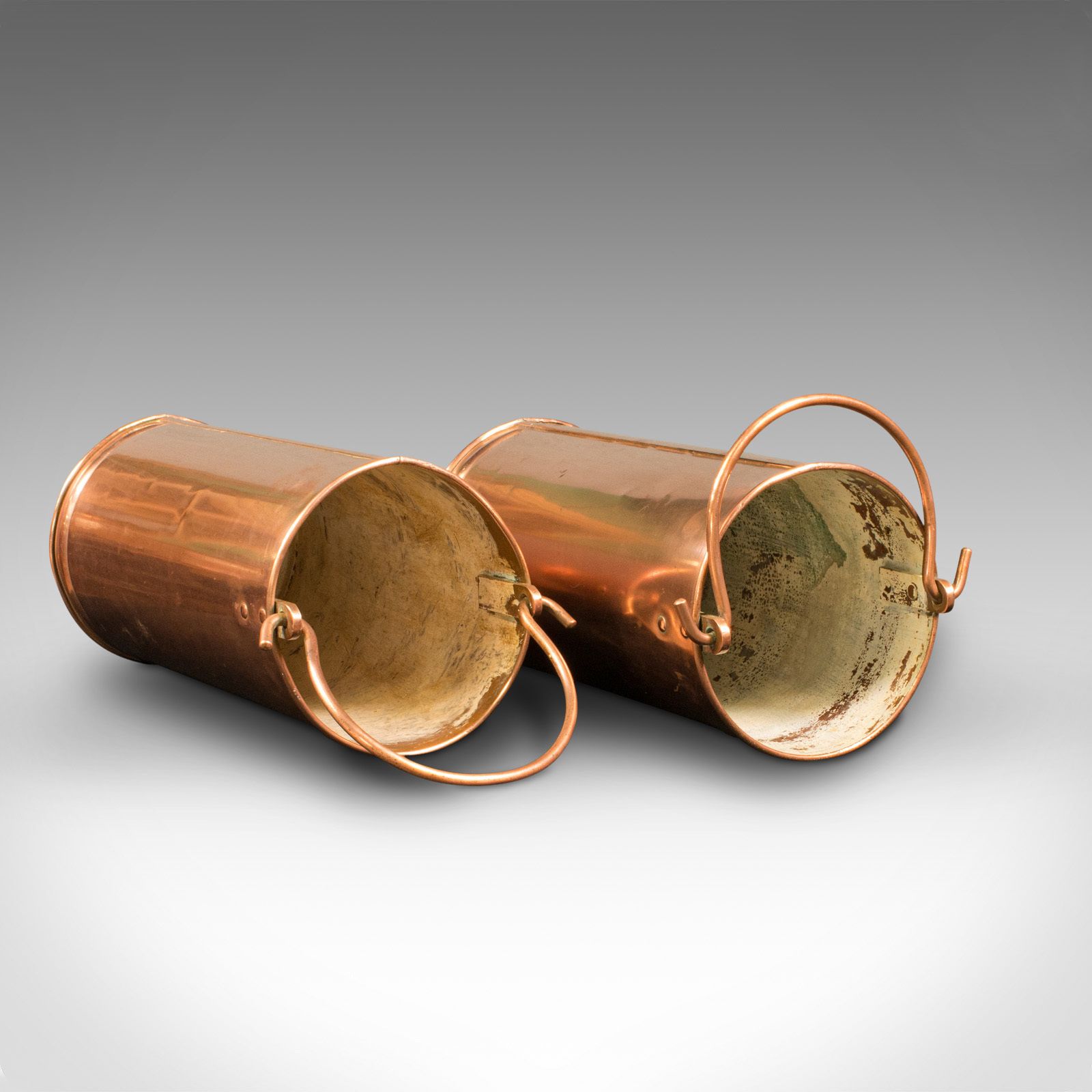 Pair Of Antique Hall Stick Stands, English, Copper, Umbrella Bucket photo buy