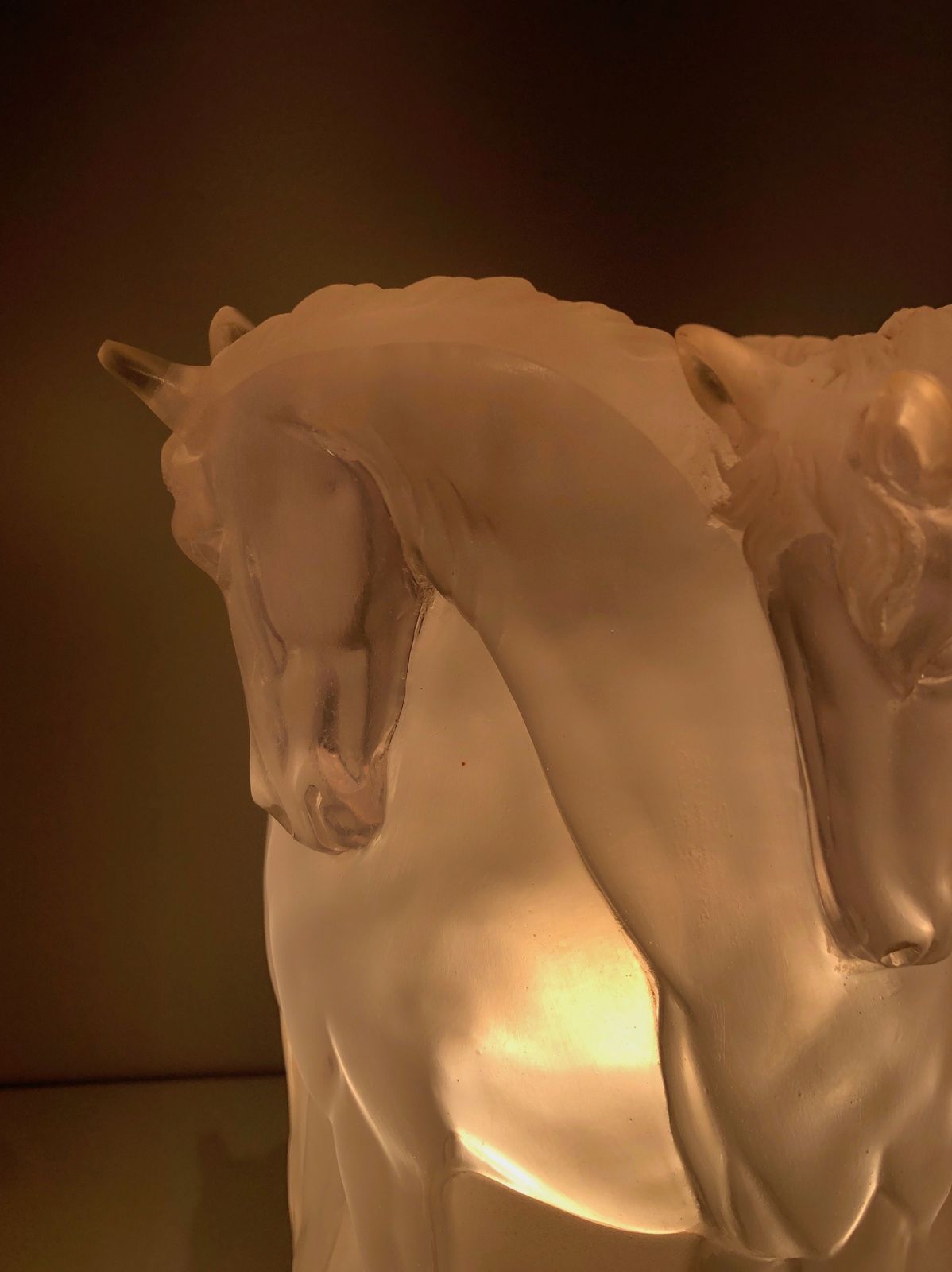 Plexiglass Horse Lamp In The Style Of Lalique photo vintage