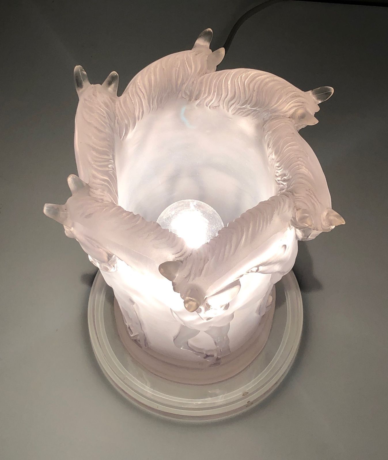 photo for sale Plexiglass Horse Lamp In The Style Of Lalique