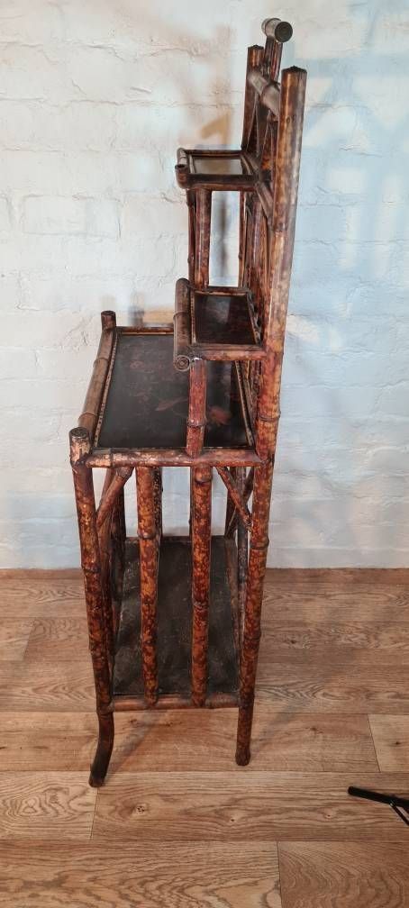 Antique Aesthetic / Arts And Crafts Tiger Bamboo Canterbury / Magazine / Periodical Rack / Book Shelf photo Home Decor