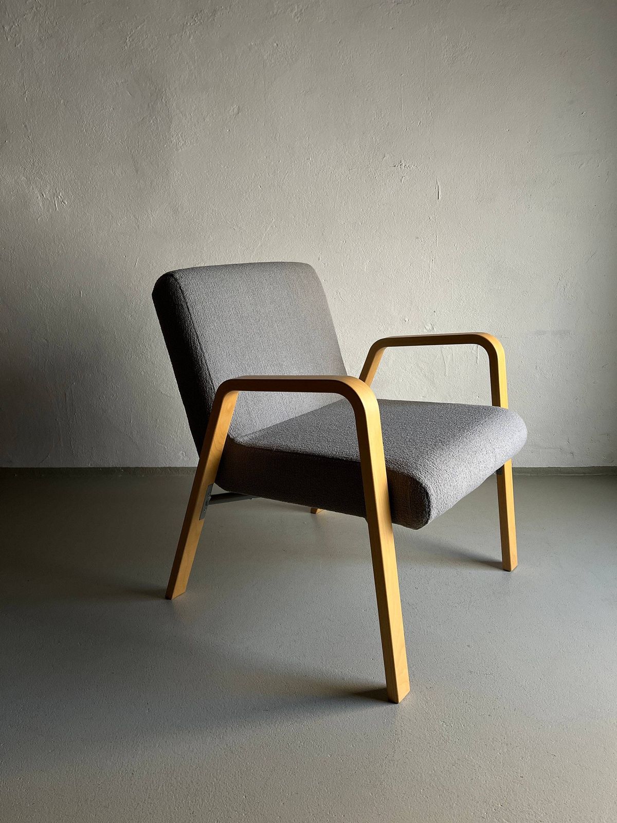 Scandinavian Gray Easy Chair/Birch/Vintage photo furniture