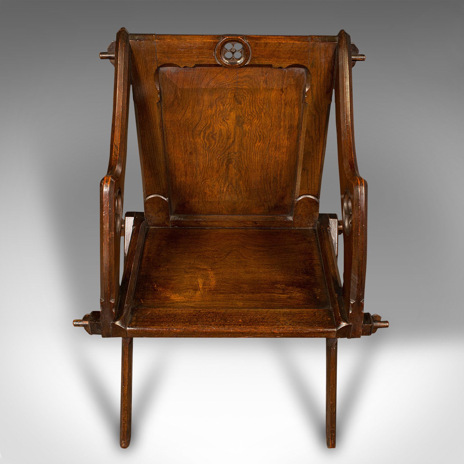 Antique Glastonbury Chair, English, Pitch Pine Armchair photo vintage