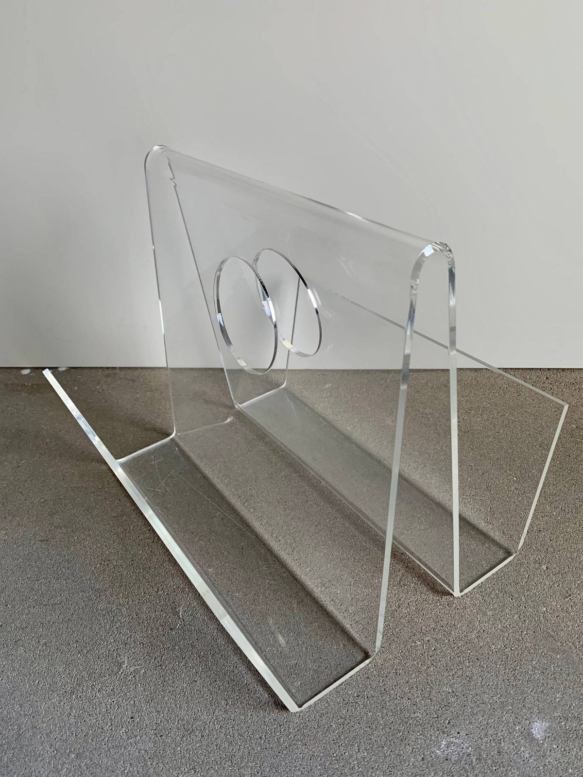 Acrylic Glass Magazine Holder Rack | Mid Century photo Home Decor
