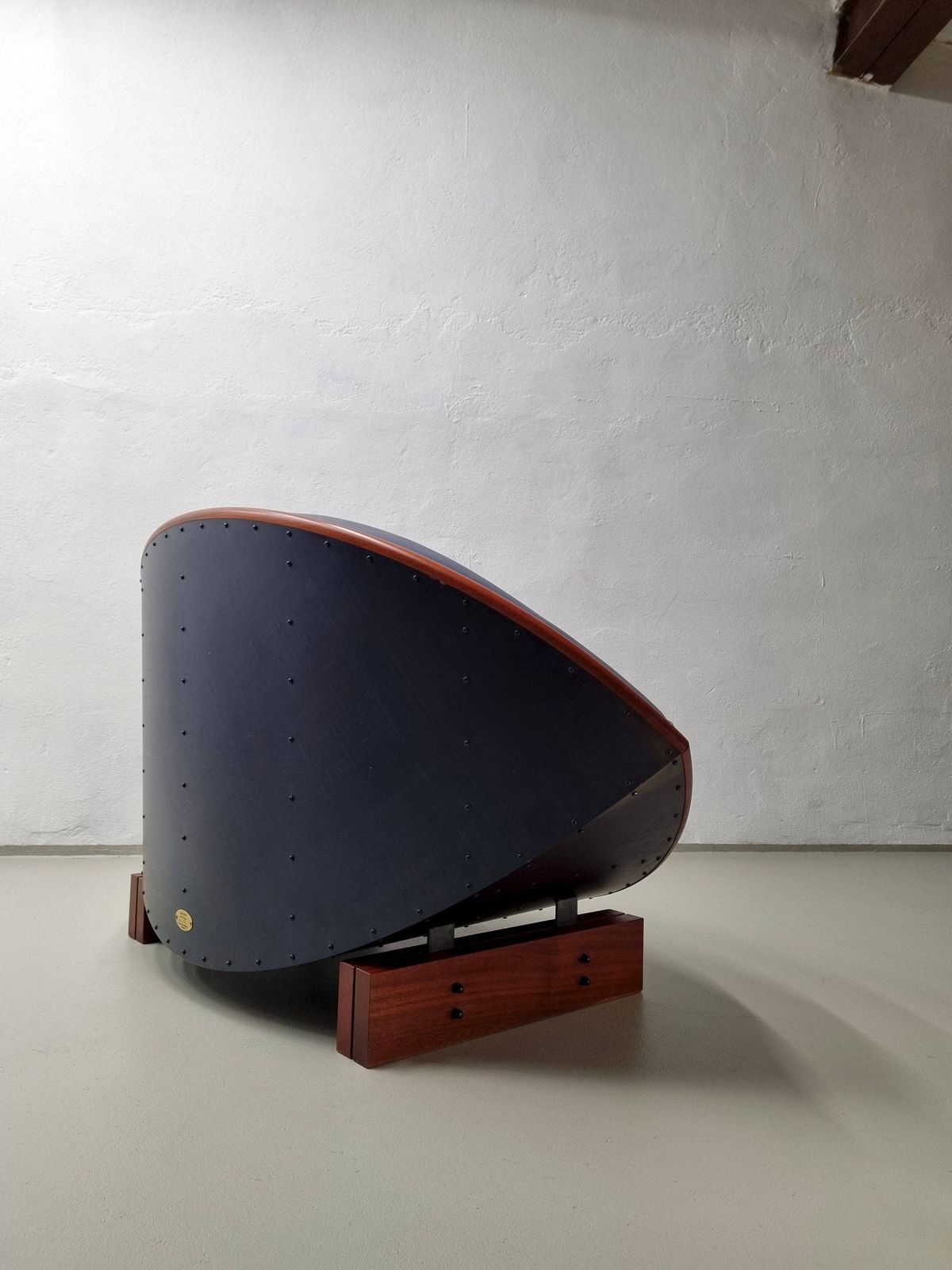 Källemo Blue Leather Sofa/"Keflavik" By Sigurdur Gustafsson/Mahogany Steel Leather/2000s/Vintage photo 6800.0