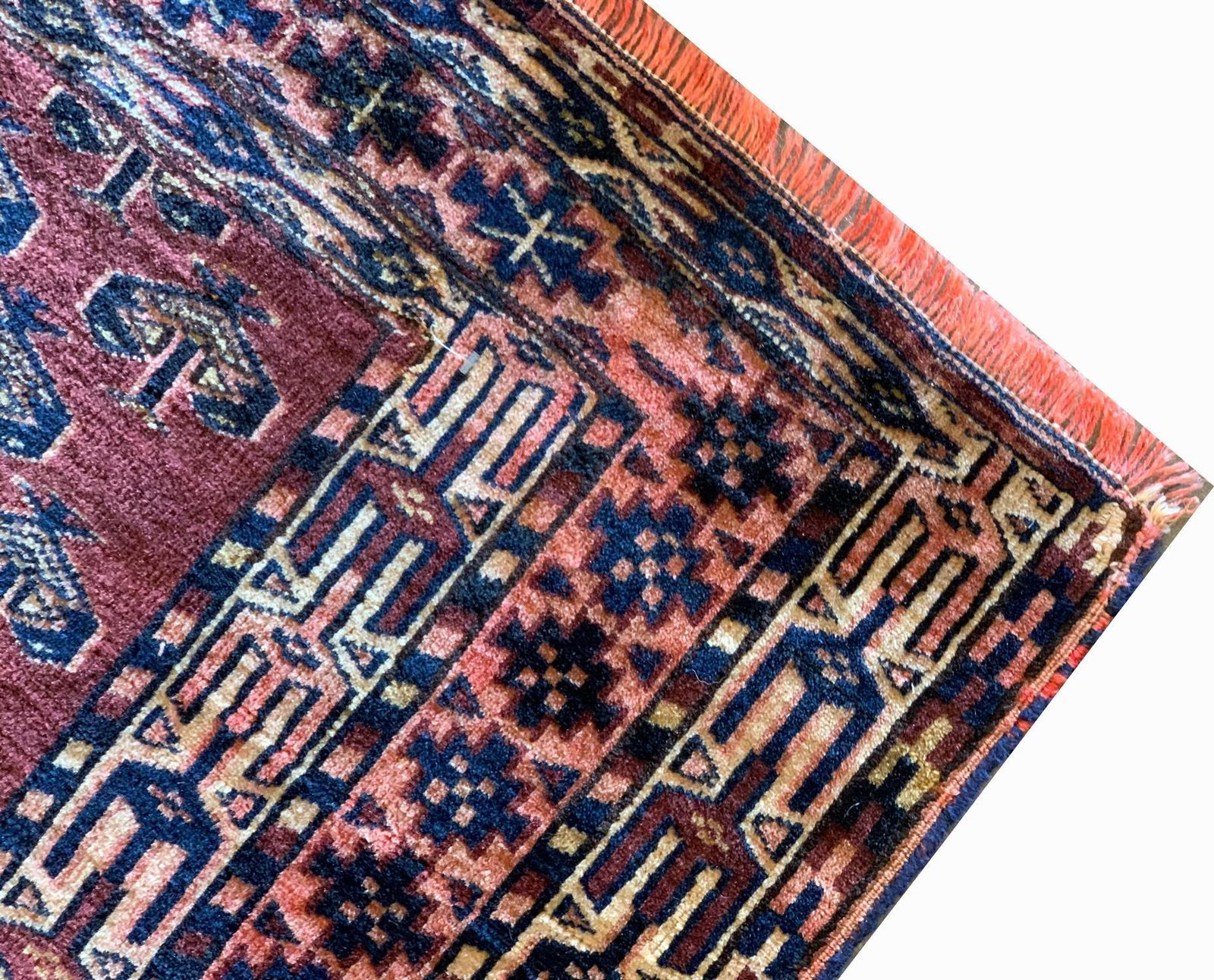 Traditional Turkmen Rug, Rust Wool Carpet, Hand Knotted Antique Rug photo vinterior