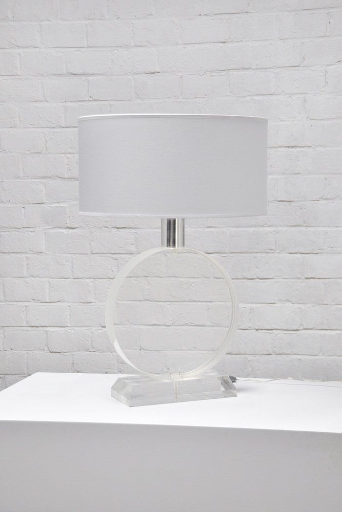 Vintage Circular Acrylic Glass Lamp By Karl Springer, 1970s