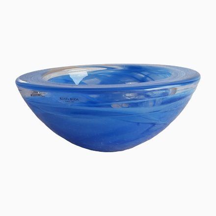 Blue Bowl And Centerpiece By Anna Ehrner For Kosta Boda 1990s